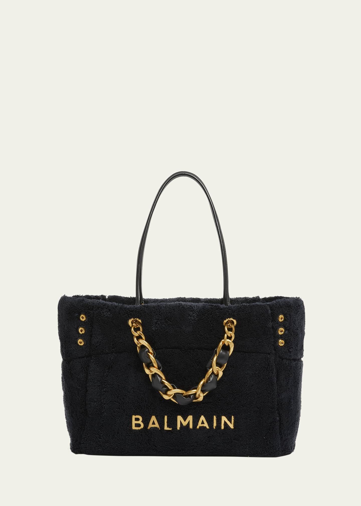 Balmain 1945 Soft Tote Bag in Terry Cloth Image 1 of 6
