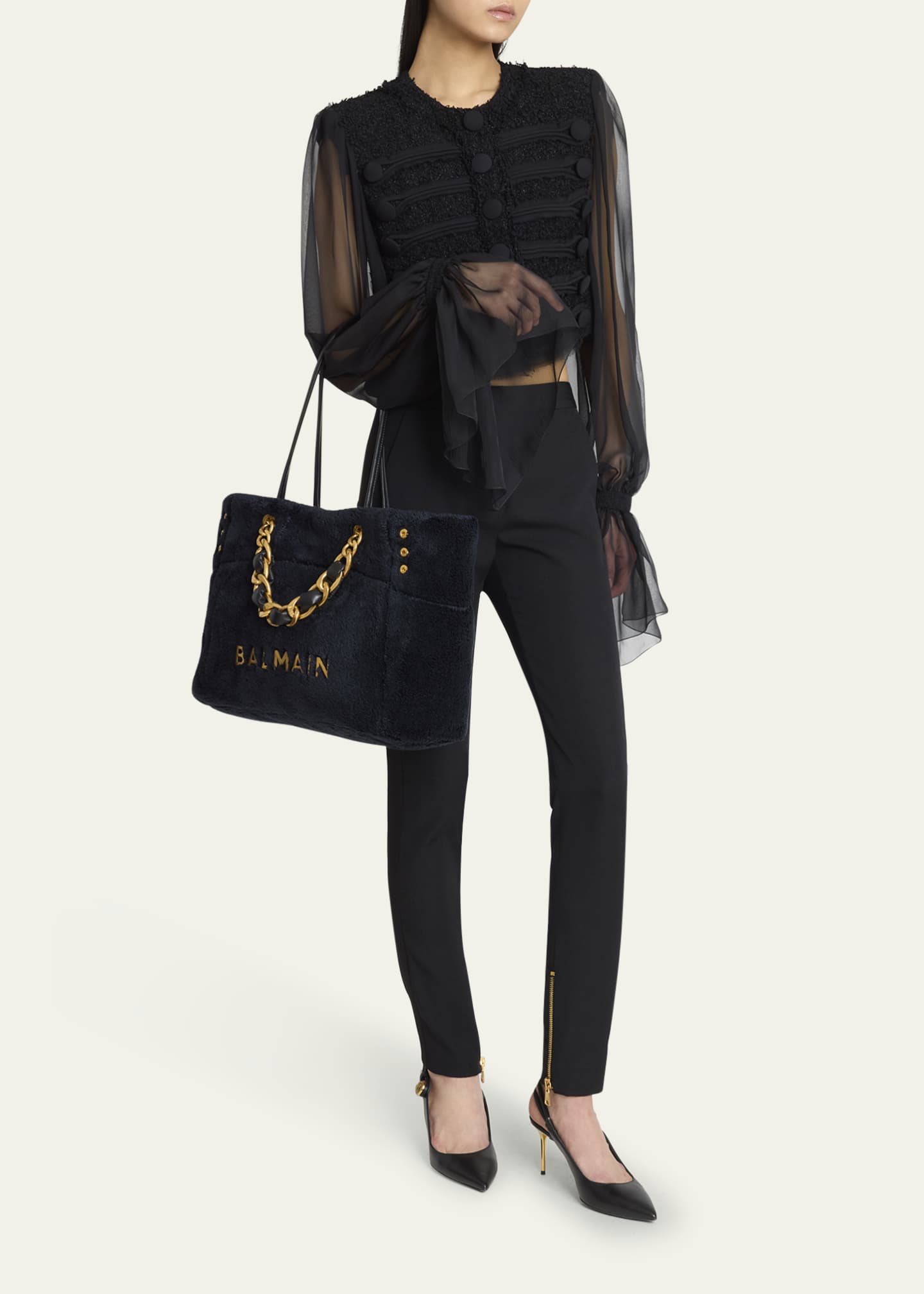 Balmain 1945 Soft Tote Bag in Terry Cloth Image 5 of 6