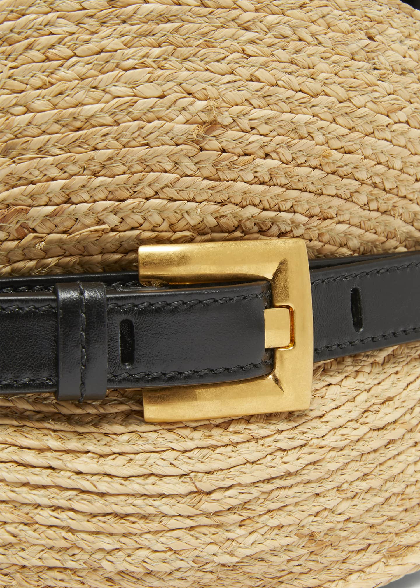 Balmain Shuffle Mini Top-Handle Bag in Raffia and Calfskin Image 6 of 6