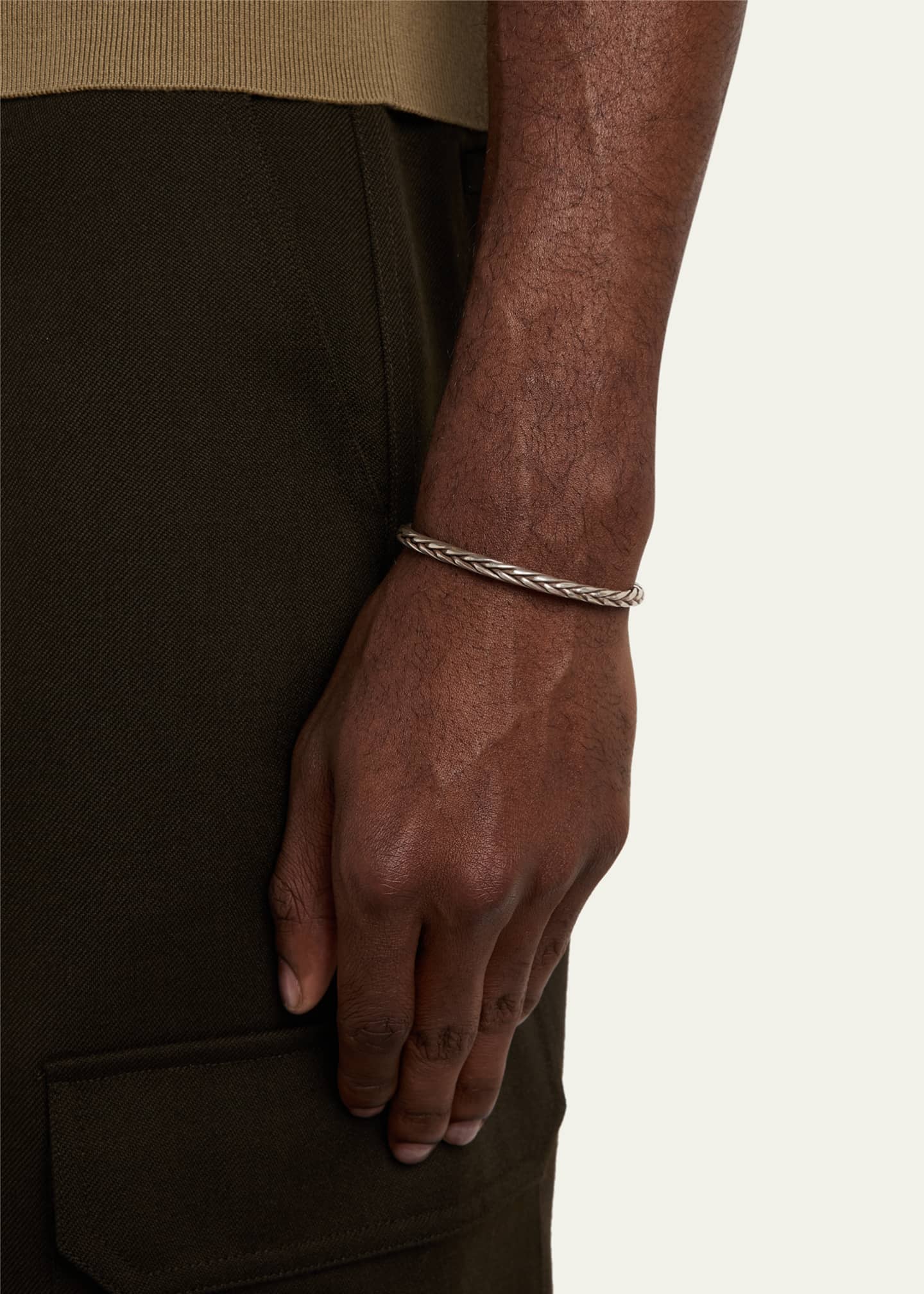 Jan Leslie Men's Twist Rope Sterling Silver Cuff Bracelet Image 2 of 4