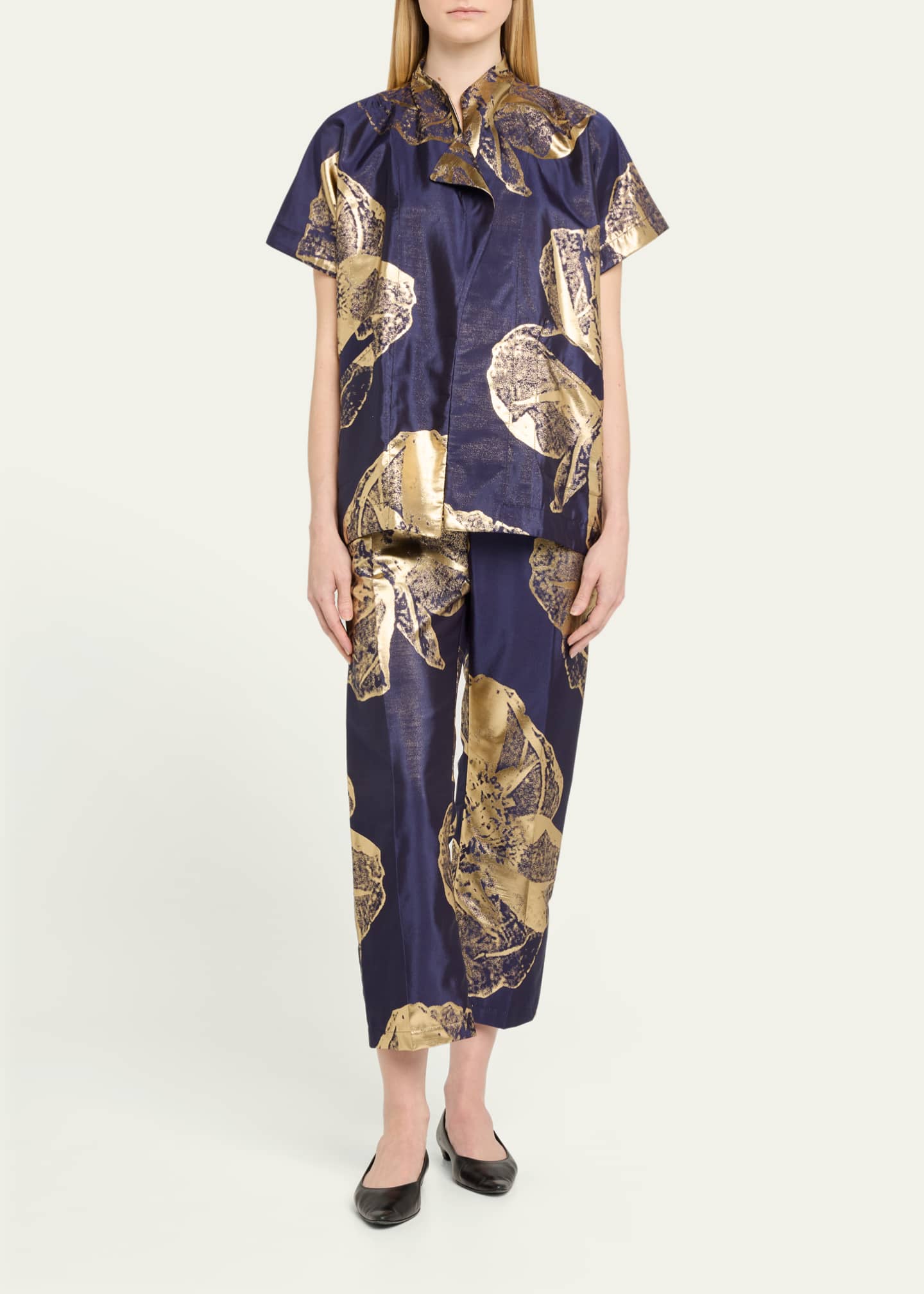 Zero + Maria Cornejo Ari Metallic Jacquard Shrug Image 2 of 5