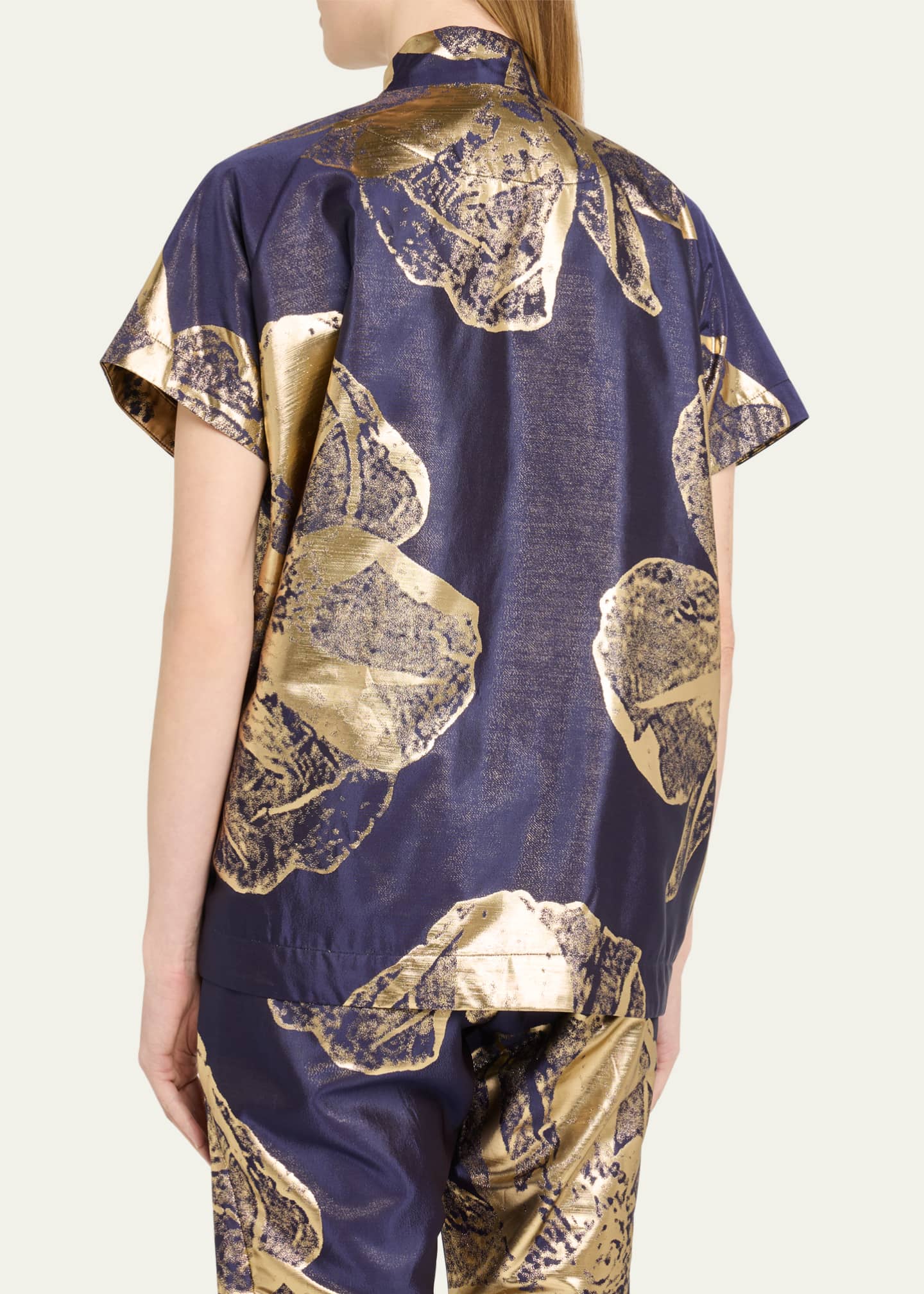 Zero + Maria Cornejo Ari Metallic Jacquard Shrug Image 3 of 5