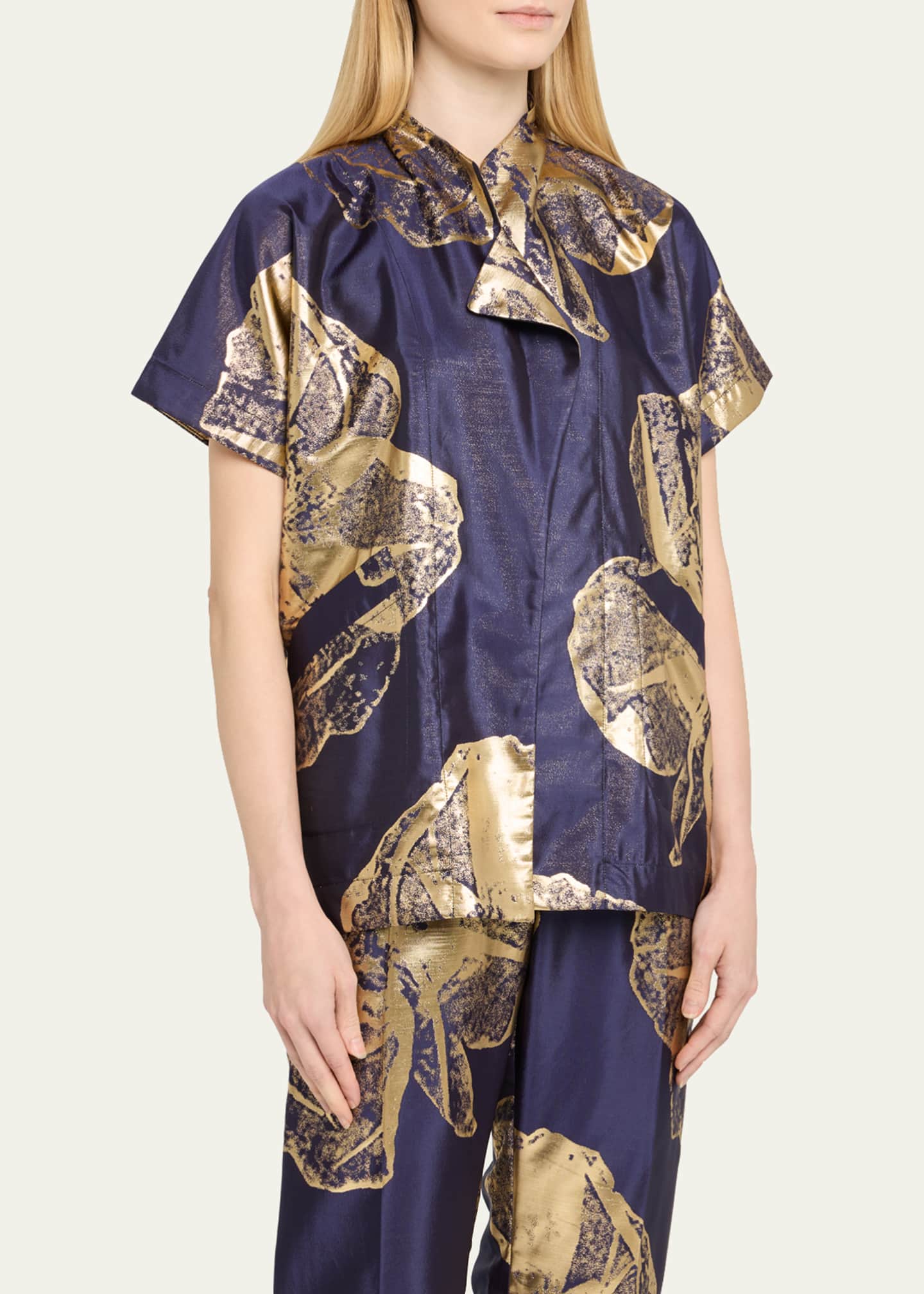 Zero + Maria Cornejo Ari Metallic Jacquard Shrug Image 4 of 5