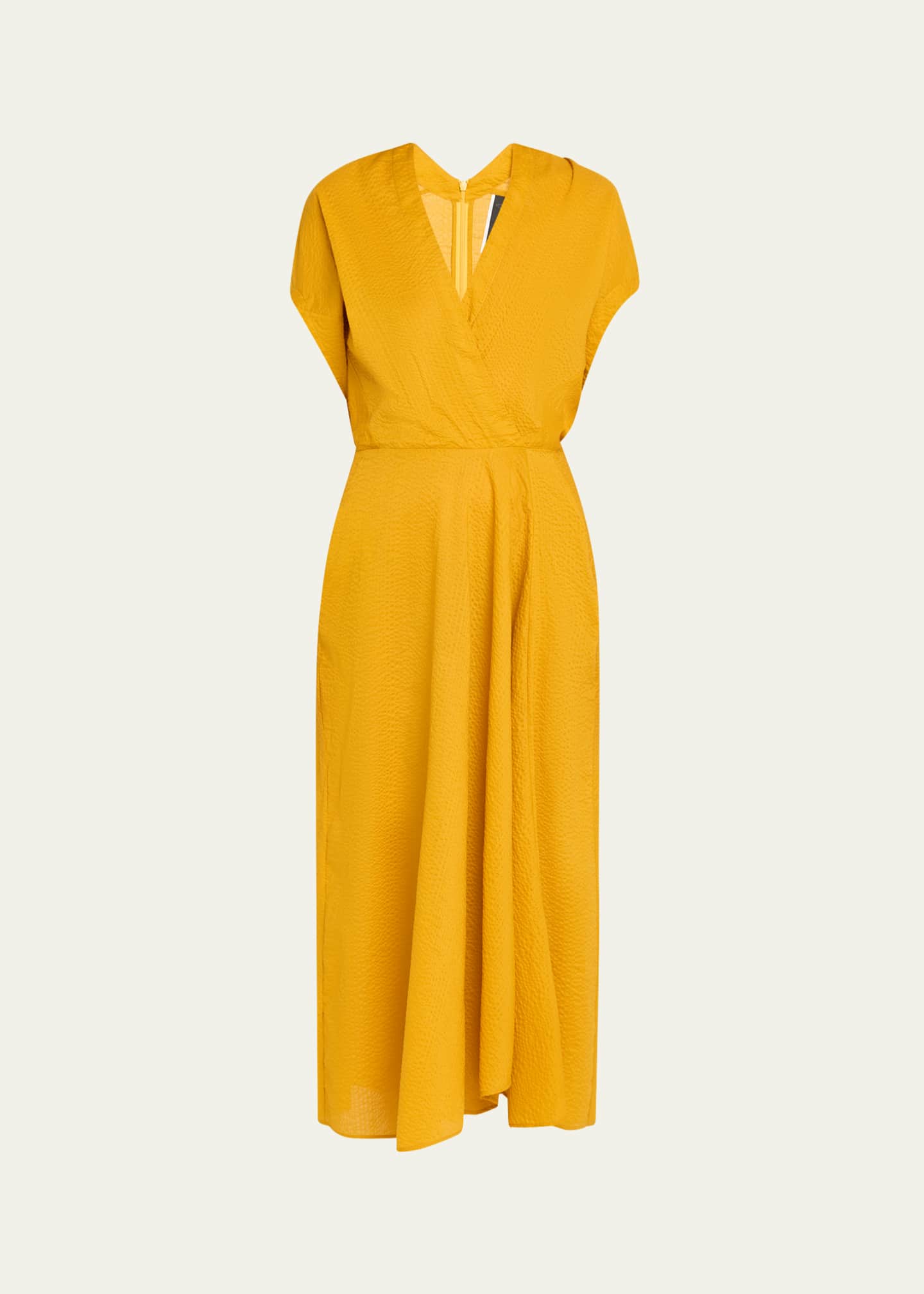 Zero + Maria Cornejo Aki Wave Short-Sleeve Seersucker Maxi Dress Image 1 of 5