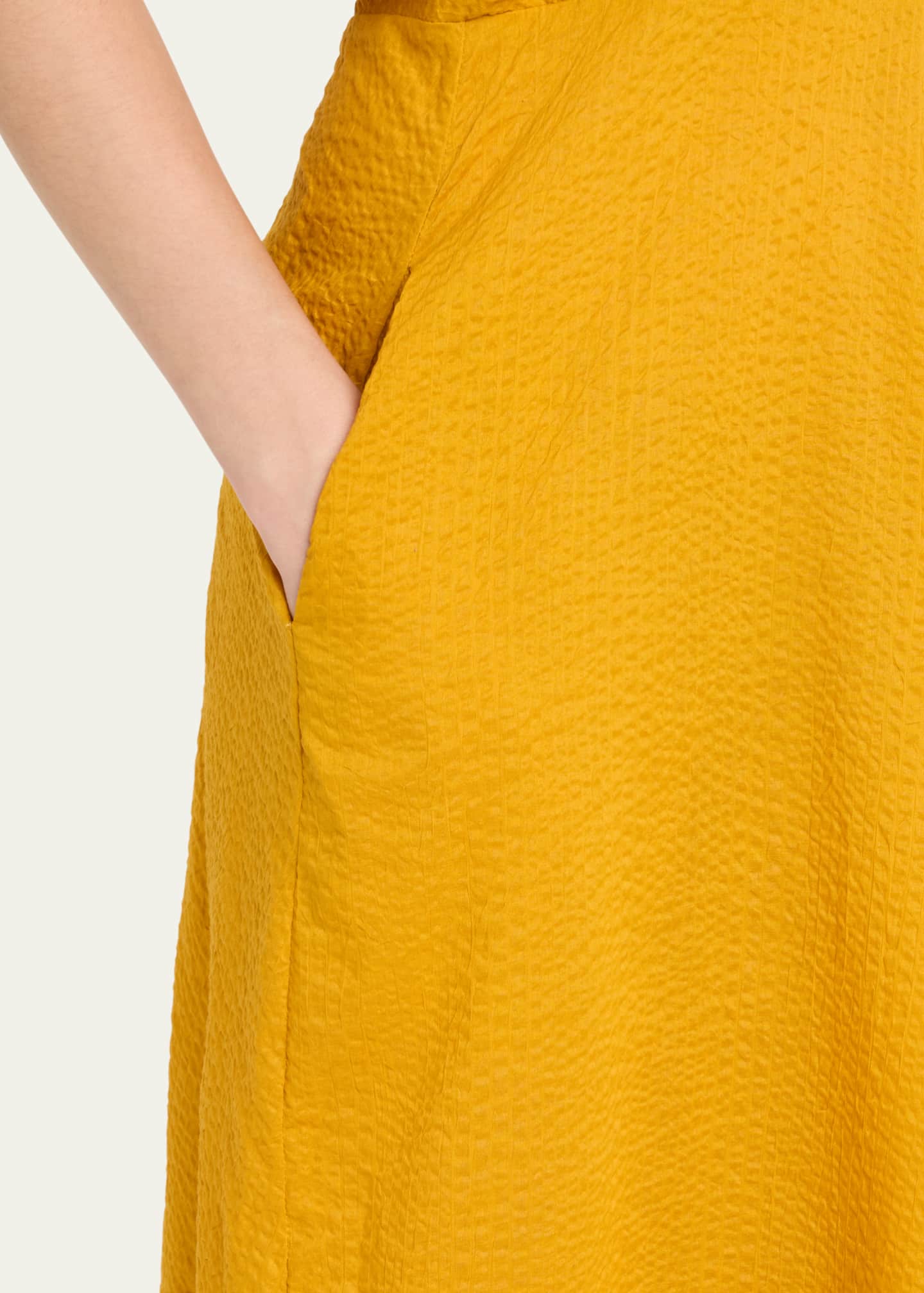 Zero + Maria Cornejo Aki Wave Short-Sleeve Seersucker Maxi Dress Image 5 of 5
