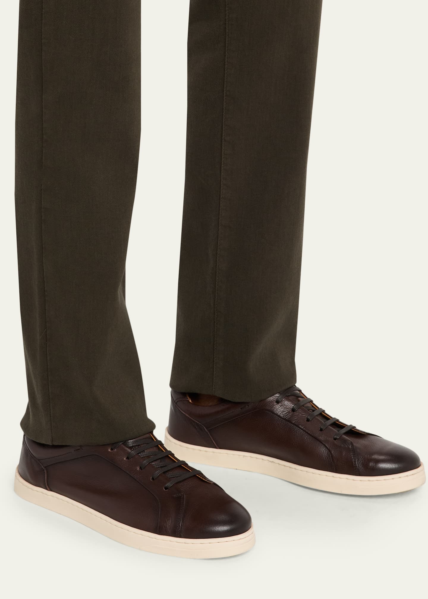 Bergdorf Goodman Men's Soft Leather Low-Top Sneakers Image 2 of 6