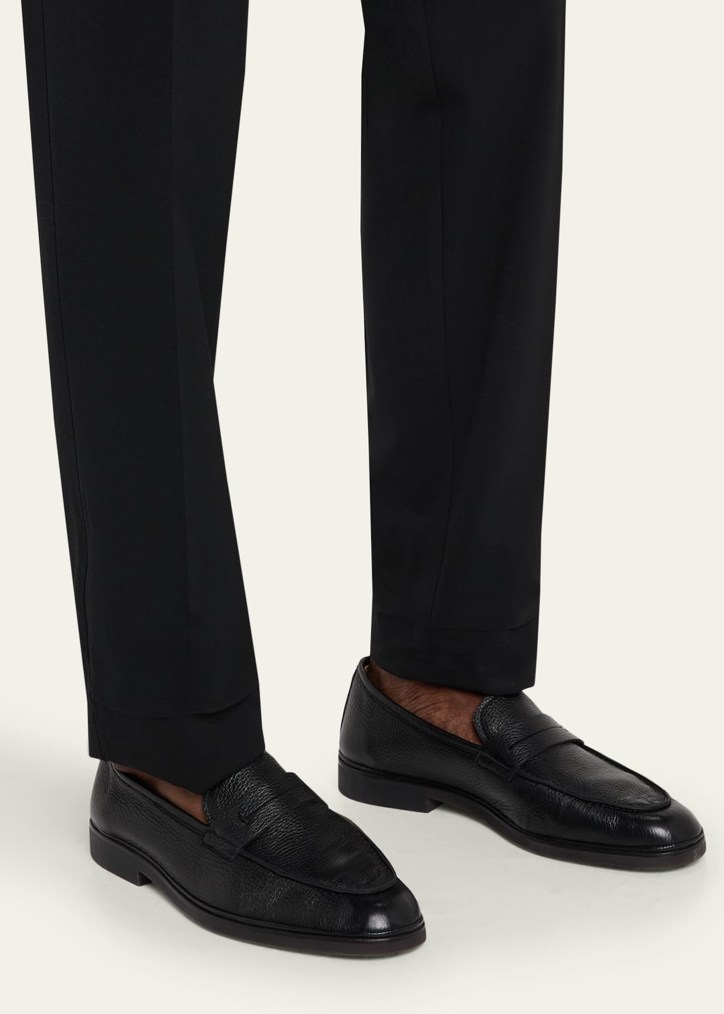 Bergdorf Goodman Men's Deerskin Flex-Sole Penny Loafers Image 2 of 6