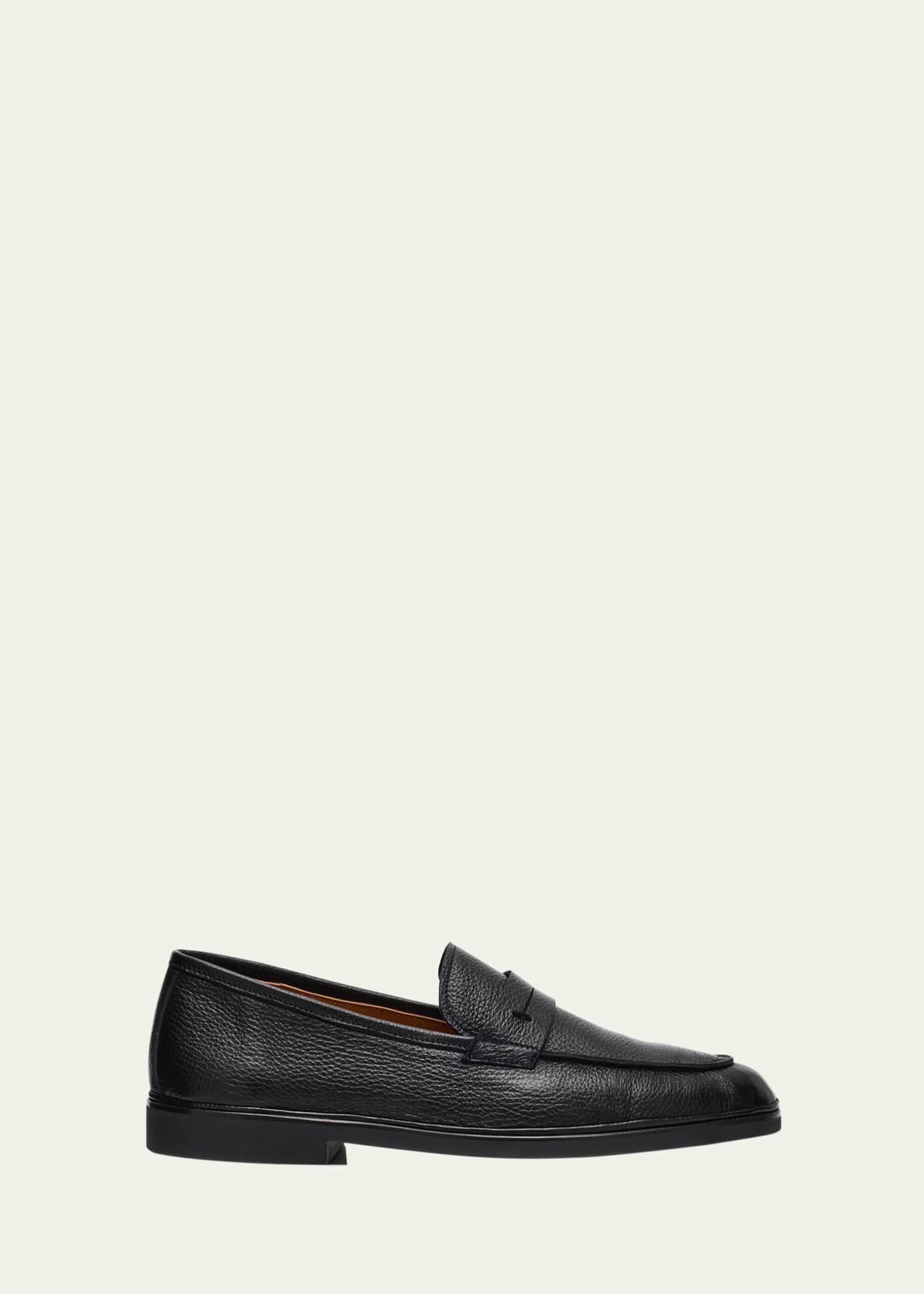Bergdorf Goodman Men's Deerskin Flex-Sole Penny Loafers Image 1 of 6