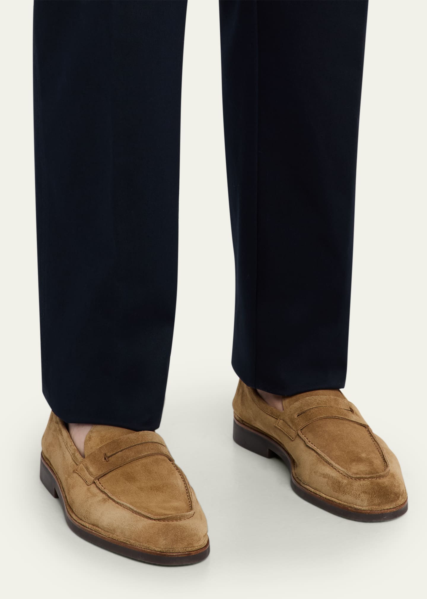Bergdorf Goodman Men's Suede Flex-Sole Penny Loafers Image 2 of 6