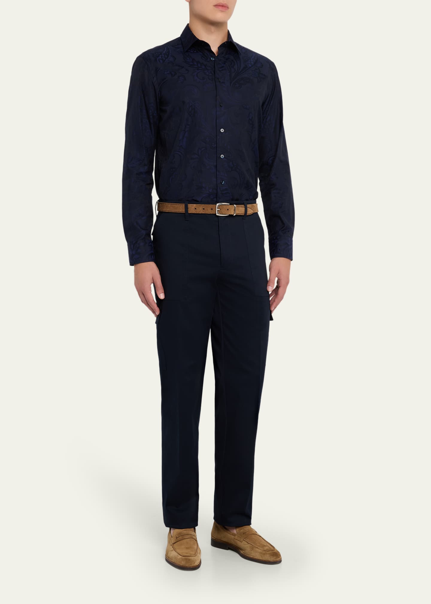 Bergdorf Goodman Men's Suede Flex-Sole Penny Loafers Image 3 of 6