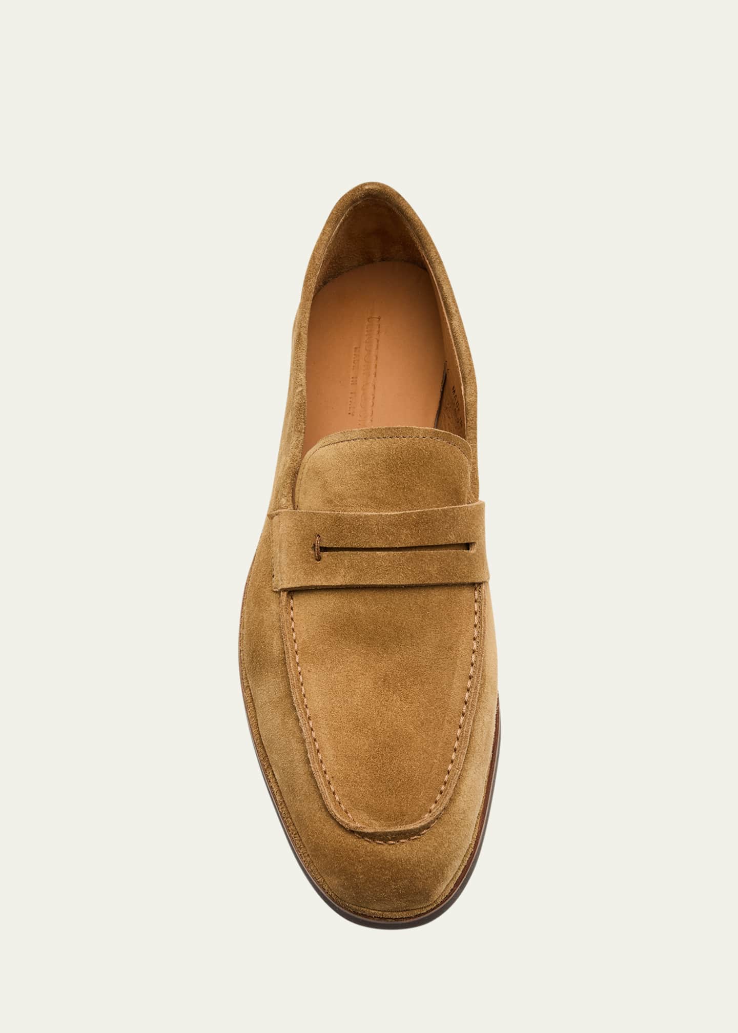 Bergdorf Goodman Men's Suede Flex-Sole Penny Loafers Image 6 of 6