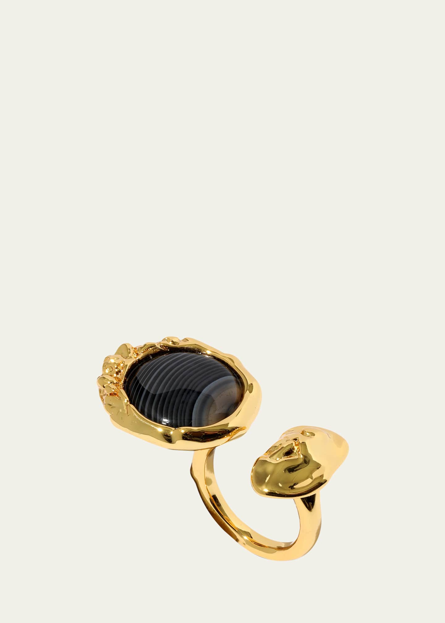 Alexis Bittar Brut Banded Agate Coin Open Statement Ring Image 1 of 3