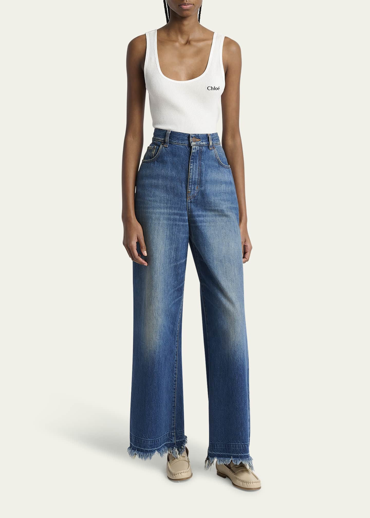 Leather Logo Chain Penny Loafers