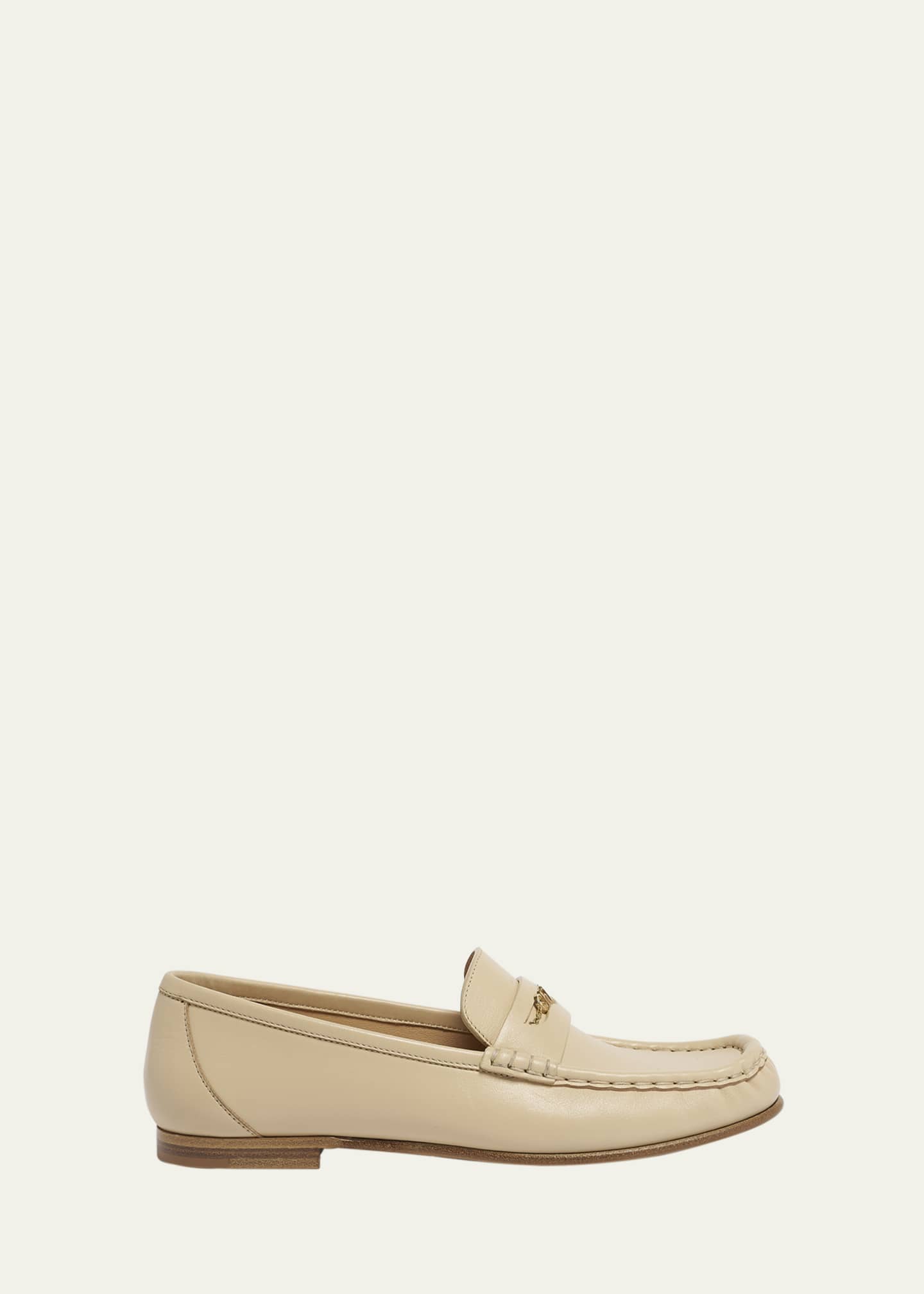 Chloe Leather Logo Chain Penny Loafers - Bergdorf Goodman