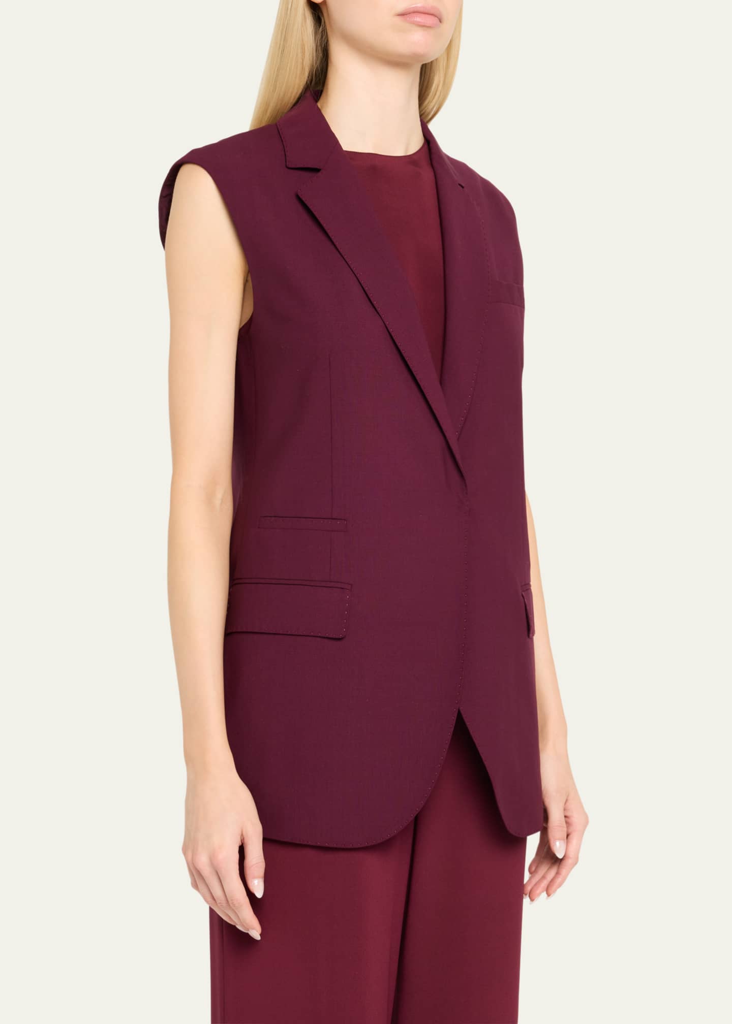 Lafayette 148 New York Neapolitan Pick Stitch Lightweight Wool Vest Image 4 of 5