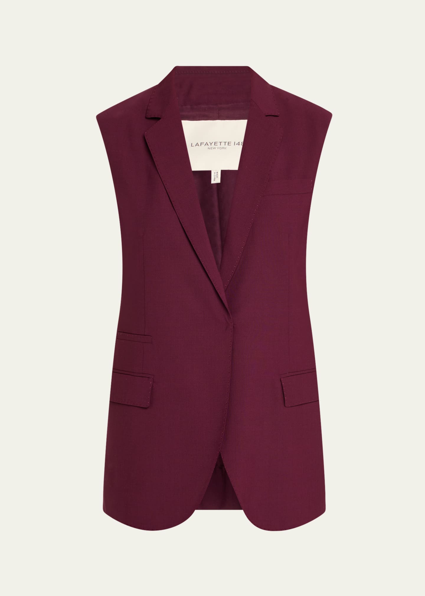 Lafayette 148 New York Neapolitan Pick Stitch Lightweight Wool Vest Image 1 of 5
