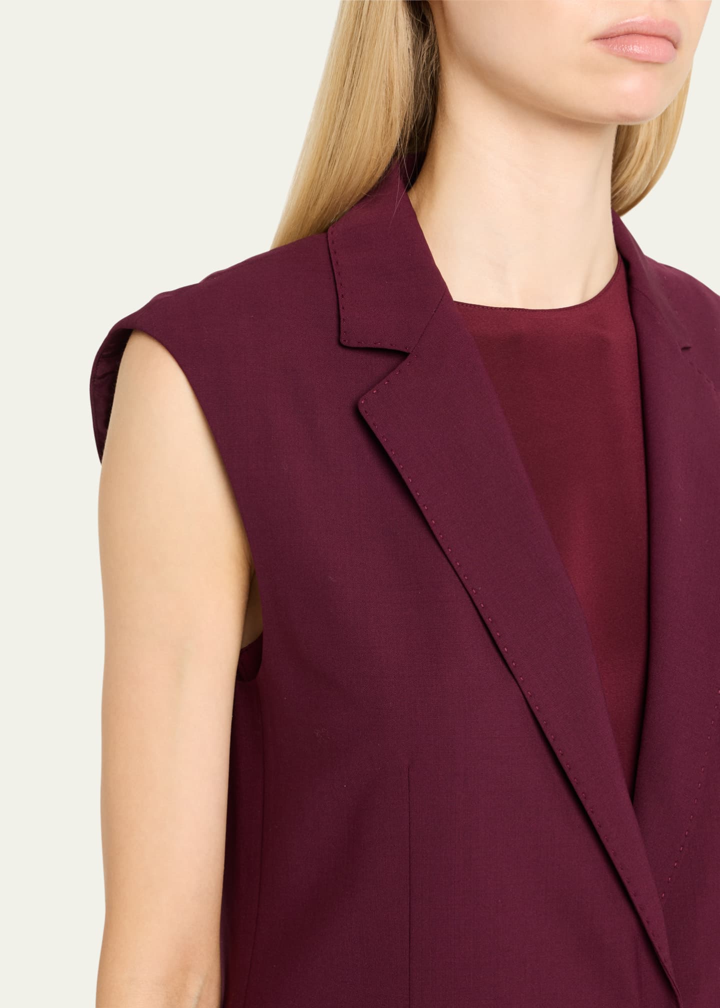 Lafayette 148 New York Neapolitan Pick Stitch Lightweight Wool Vest Image 5 of 5
