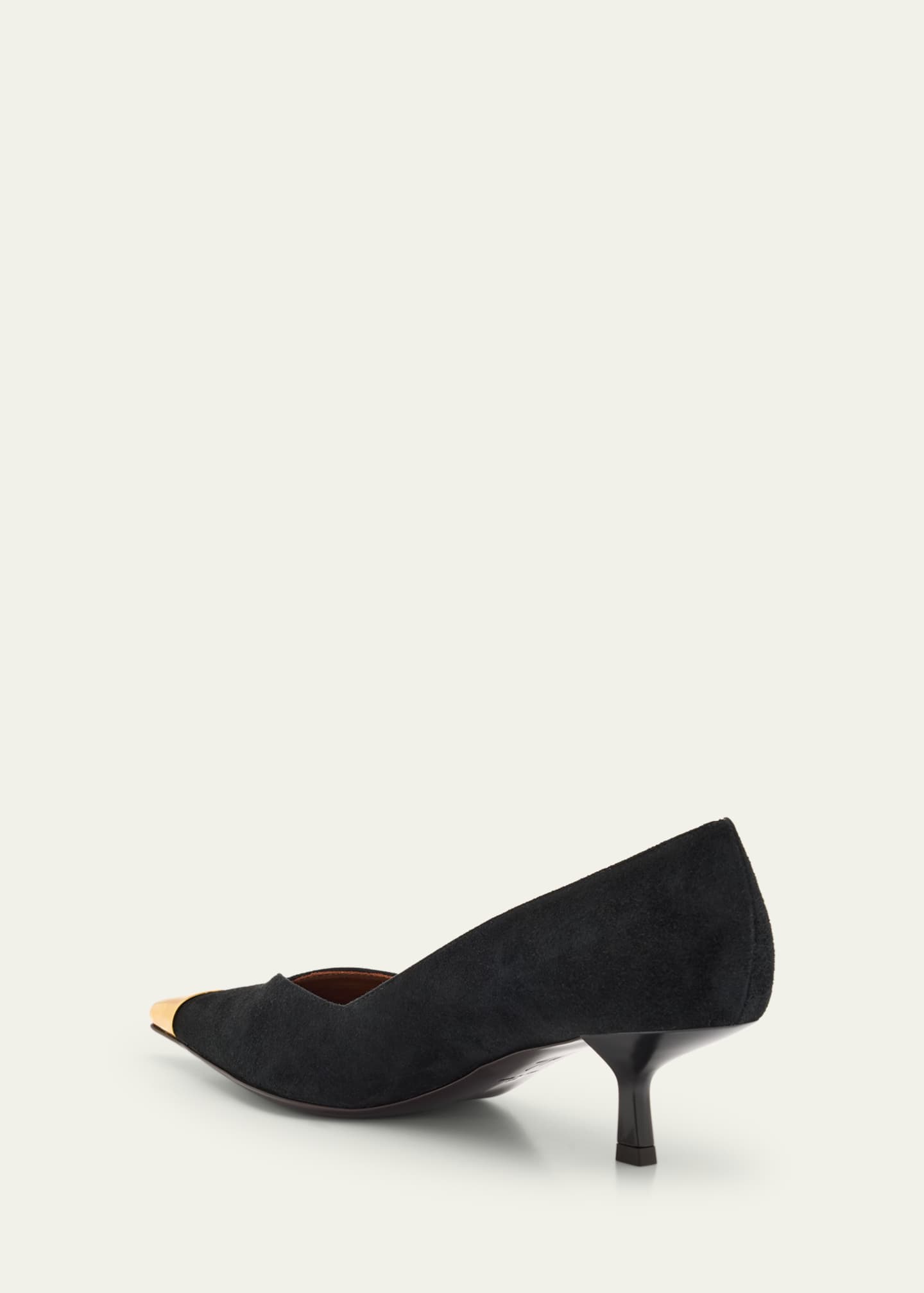 Suede Golden Cap-Toe Pumps