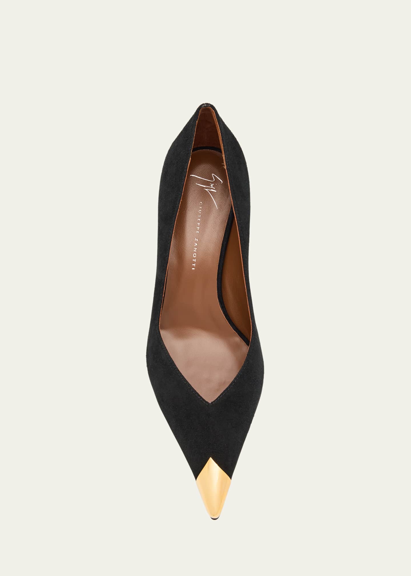 Giuseppe Zanotti Suede Golden Cap-Toe Pumps - Bergdorf Goodman