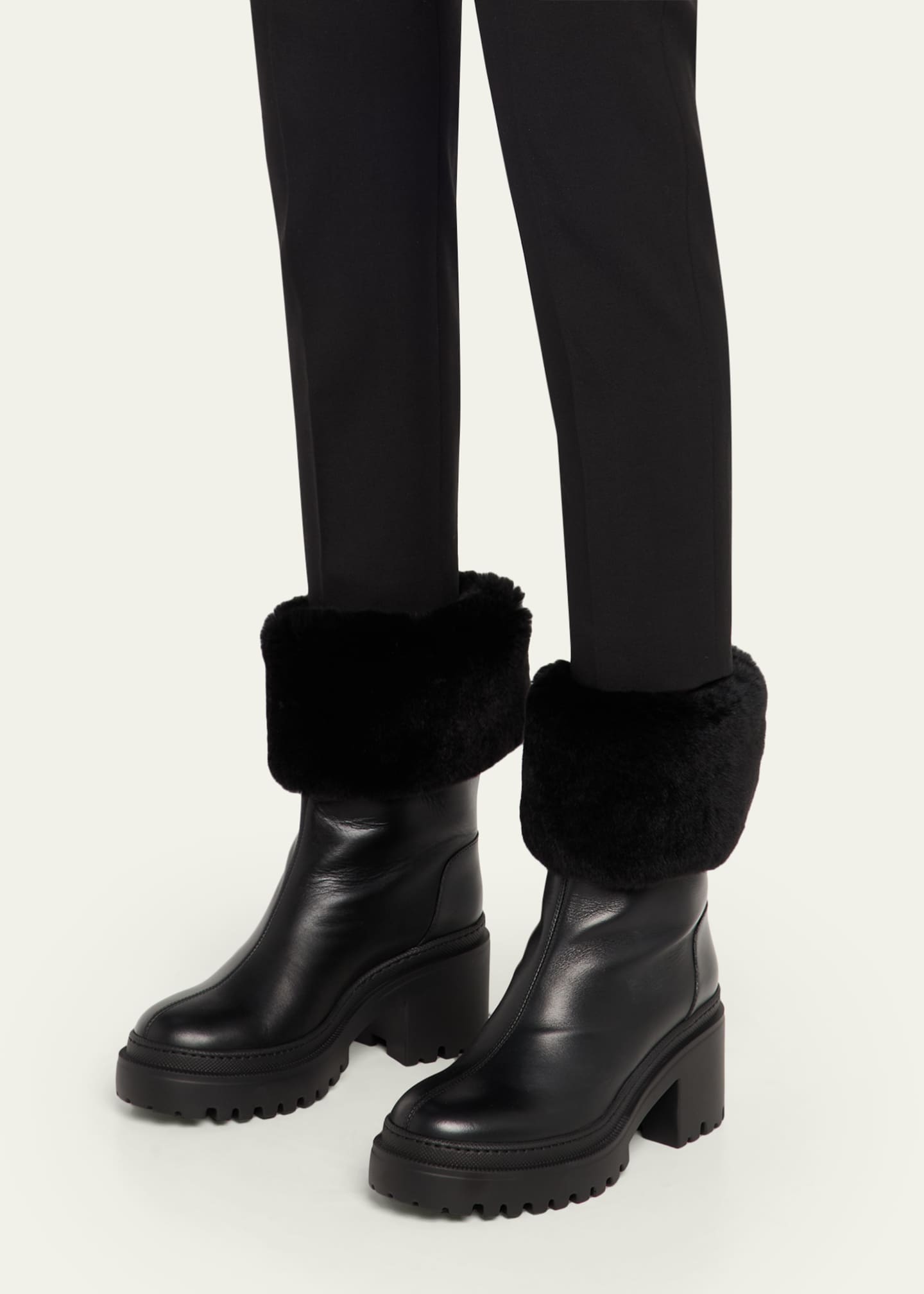 Giuseppe Zanotti Leather Ankle Boots with Shearling Cuff