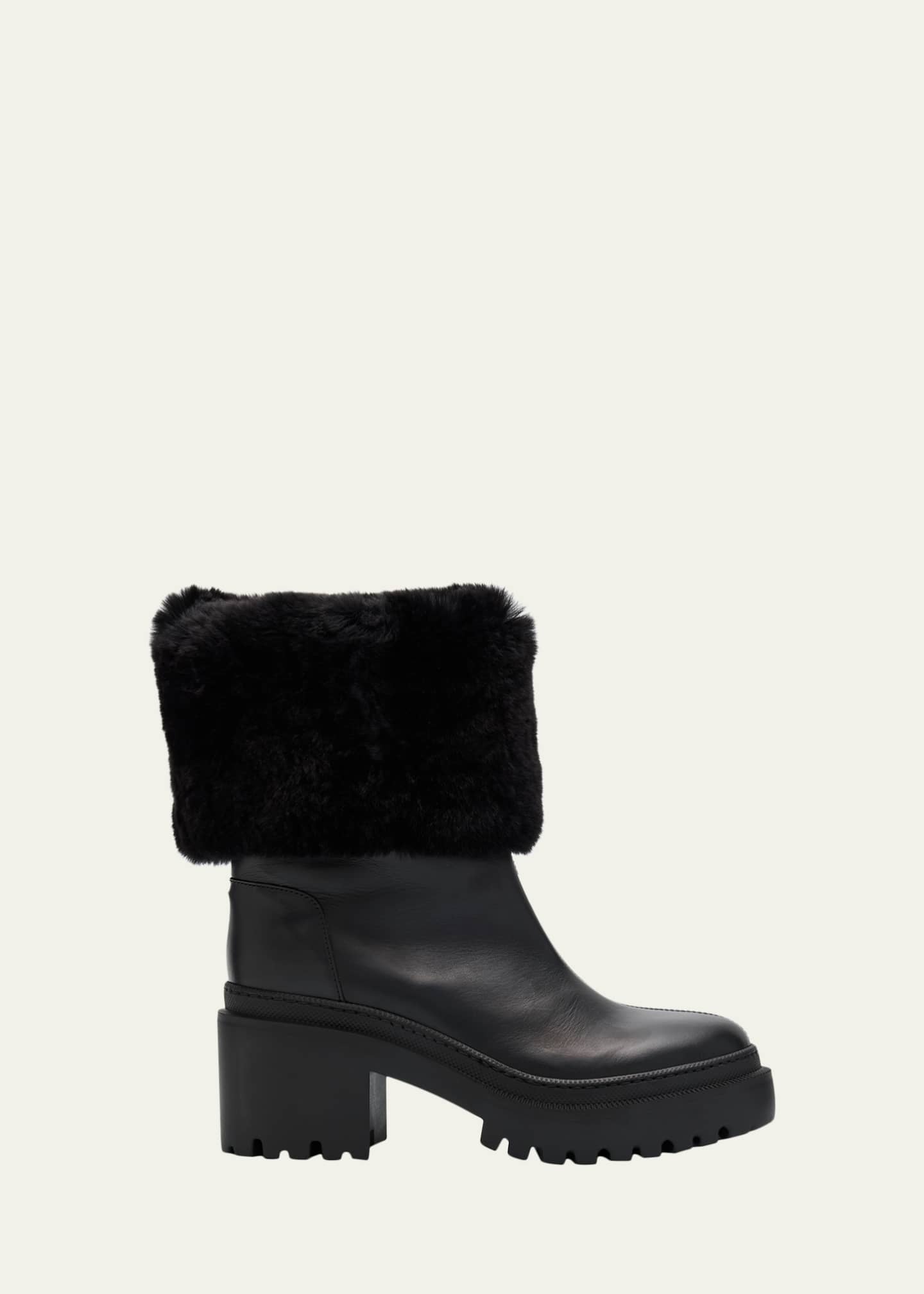 Giuseppe Zanotti Leather Ankle Boots with Shearling Cuff