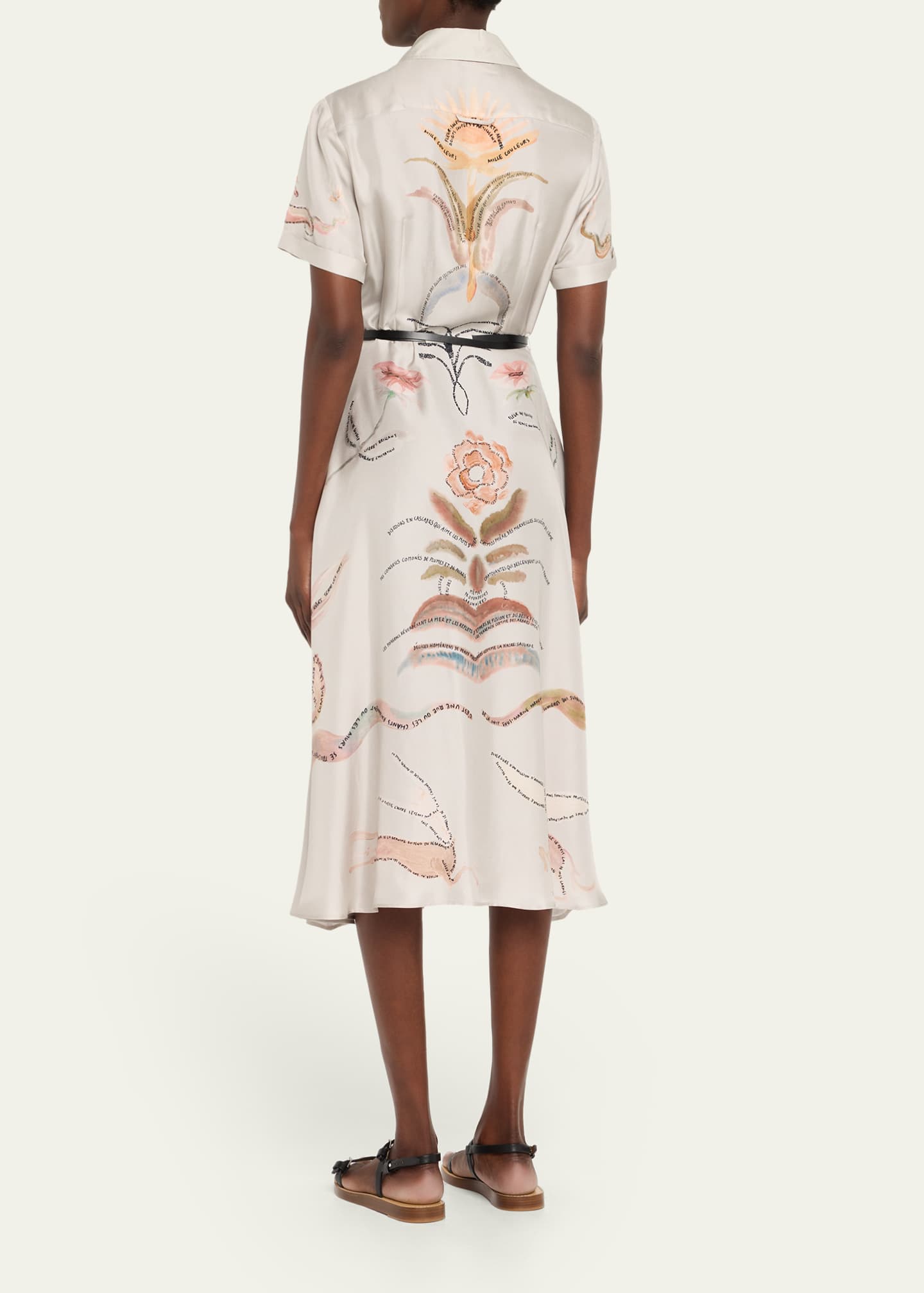 Altuzarra Kiera Printed Short-Sleeve Silk Midi Shirtdress Image 3 of 5