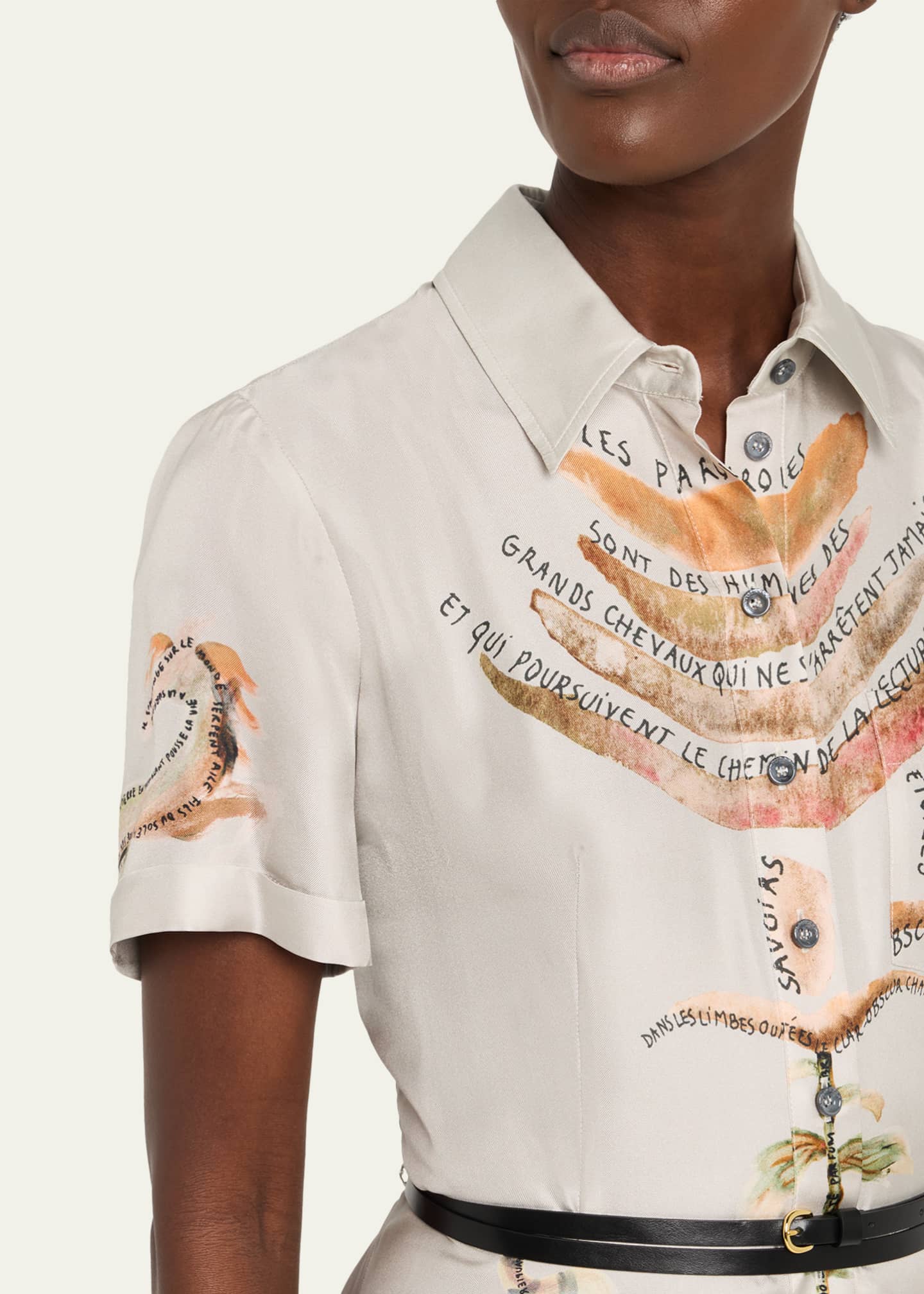 Altuzarra Kiera Printed Short-Sleeve Silk Midi Shirtdress Image 5 of 5