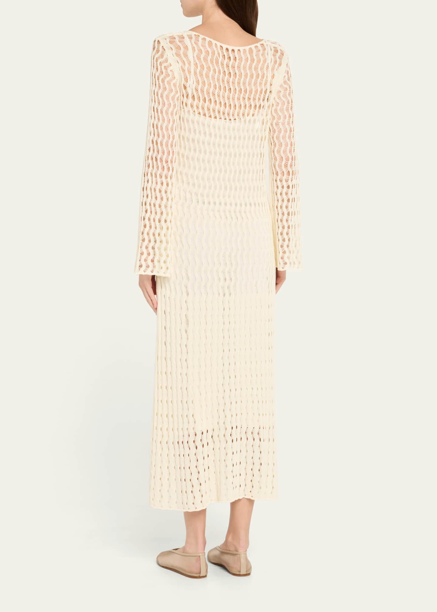 Altuzarra Jemmy Open Knit Long-Sleeve Midi Dress Image 3 of 5