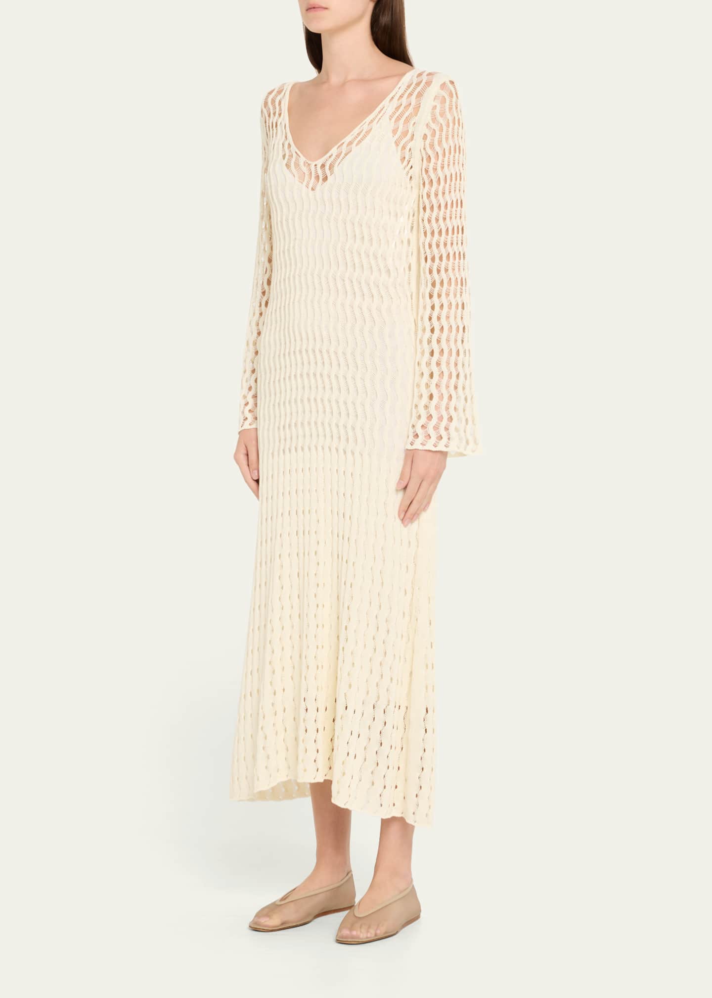 Altuzarra Jemmy Open Knit Long-Sleeve Midi Dress Image 4 of 5