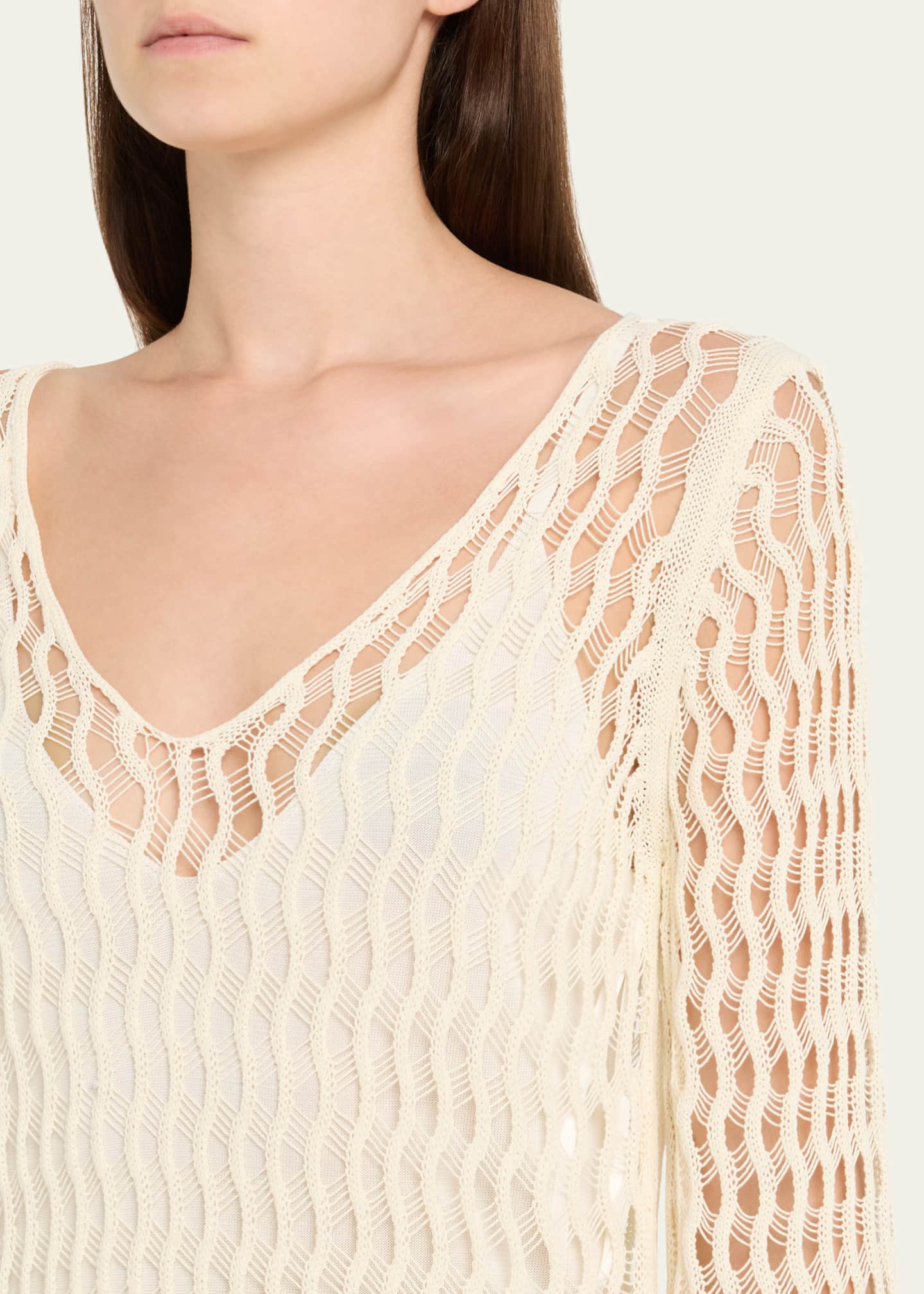 Altuzarra Jemmy Open Knit Long-Sleeve Midi Dress Image 5 of 5