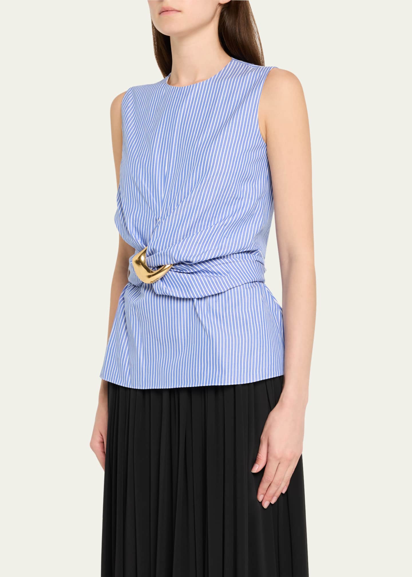 Altuzarra Tizzy Striped Draped Sleeveless Top Image 4 of 5