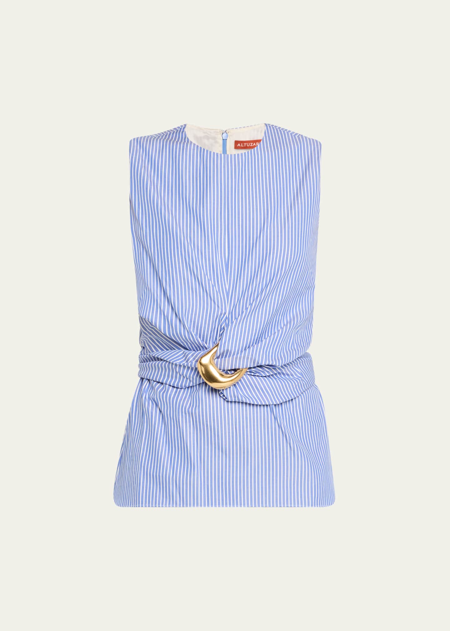 Altuzarra Tizzy Striped Draped Sleeveless Top Image 1 of 5