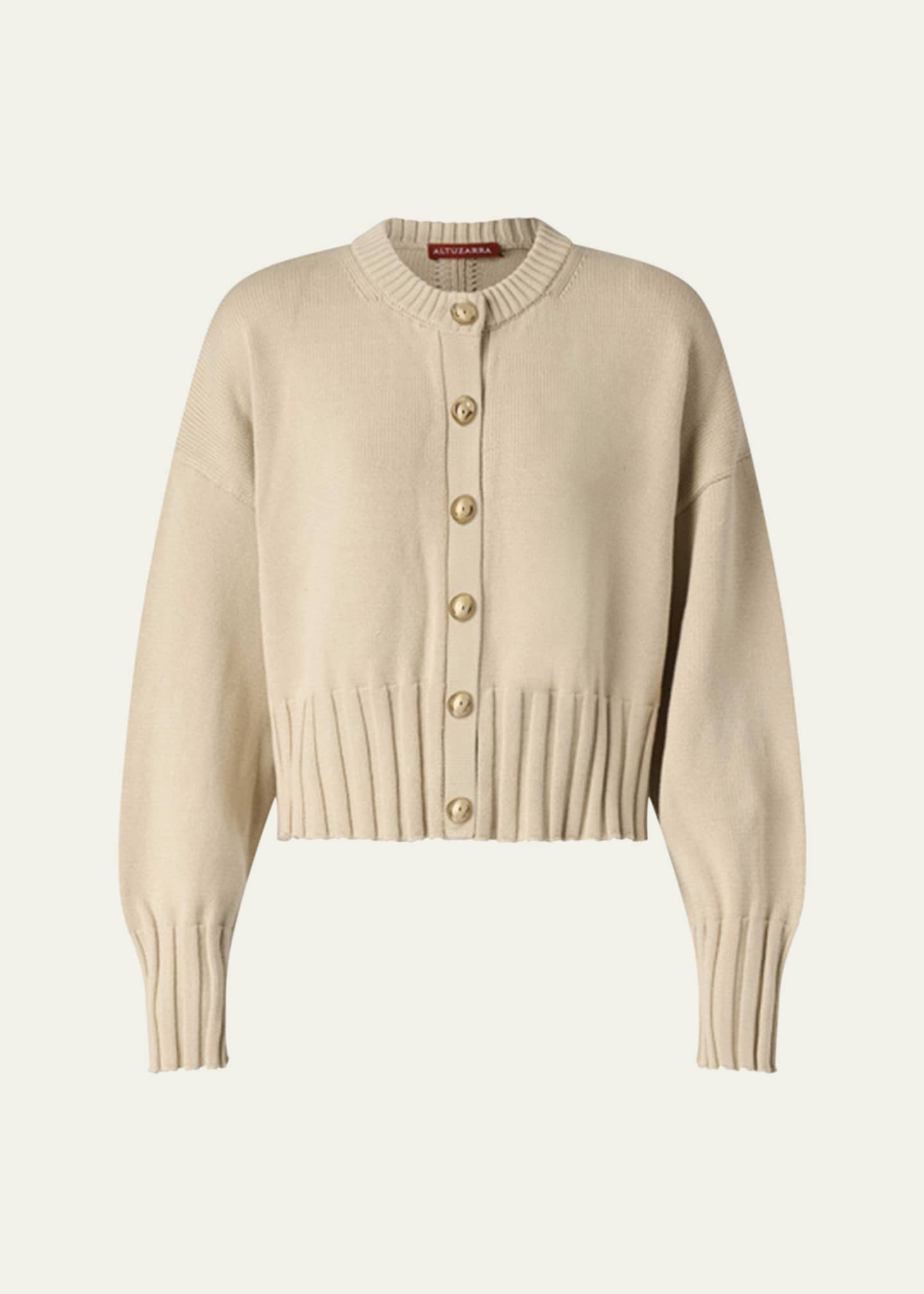 Altuzarra Liam Wide-Rib Crewneck Cardigan