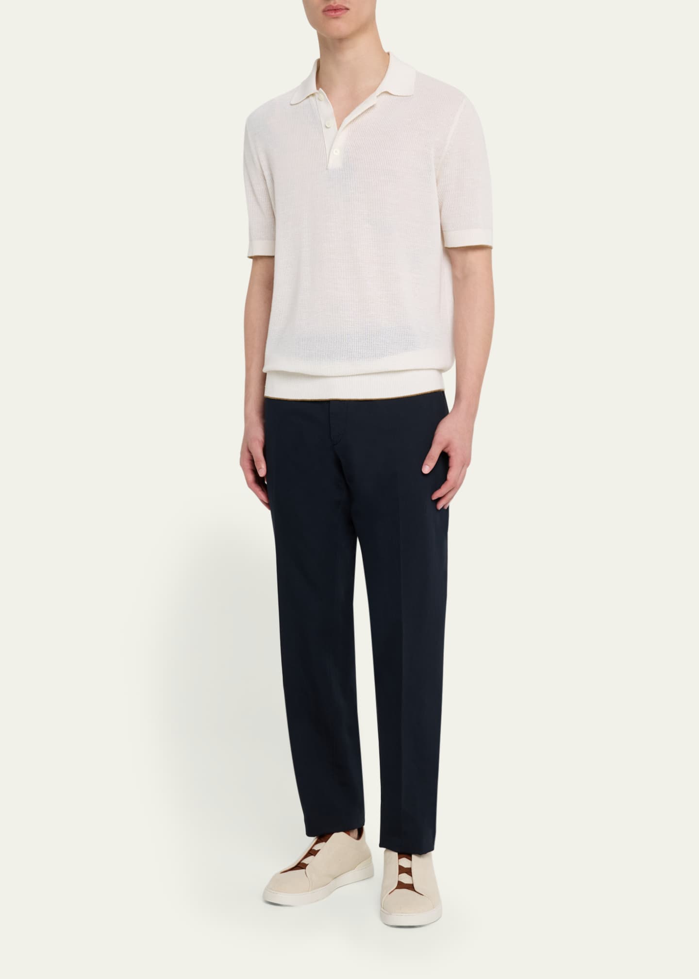 ZEGNA Men's Flat-Front Chino Pants Image 2 of 5