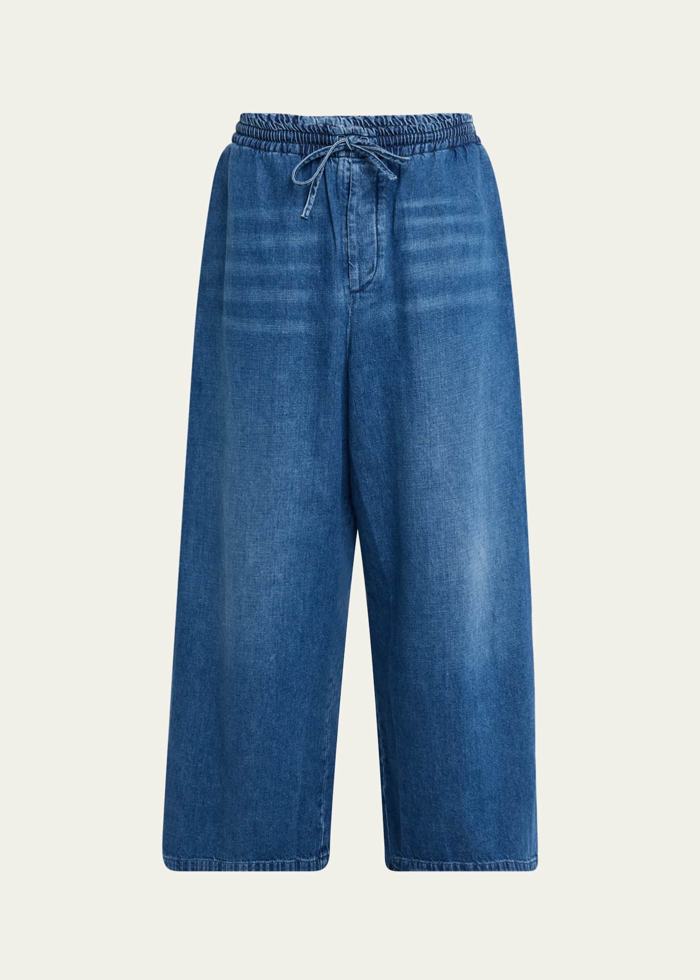 Loewe Men's Washed Denim Stretch-Waistband Pants Image 1 of 5