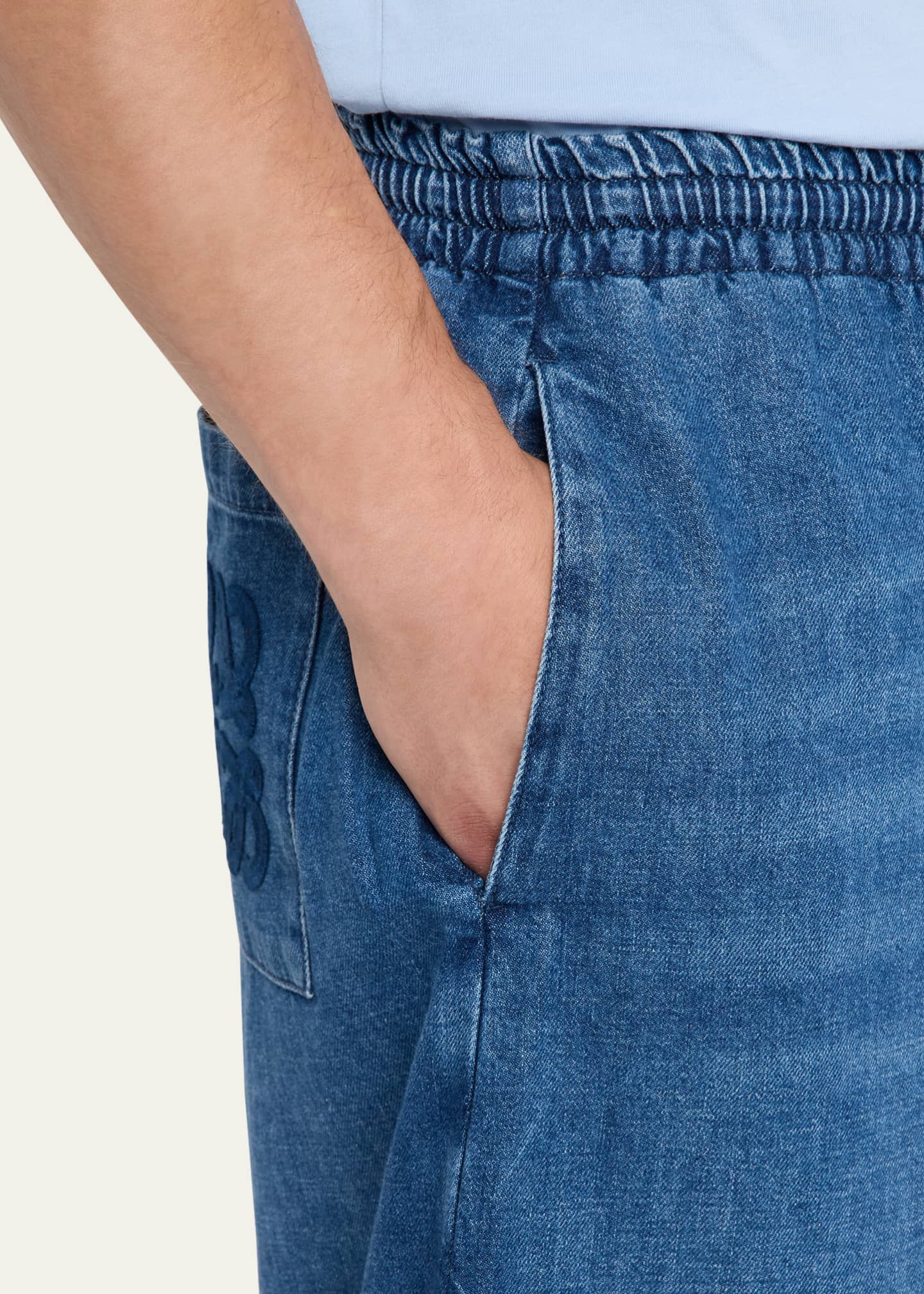 Loewe Men's Washed Denim Stretch-Waistband Pants Image 5 of 5