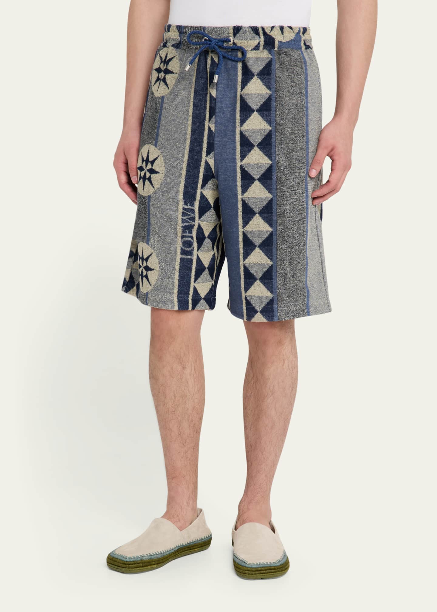 Loewe Men's Cotton Terry Compass Pull-On Shorts Image 4 of 5