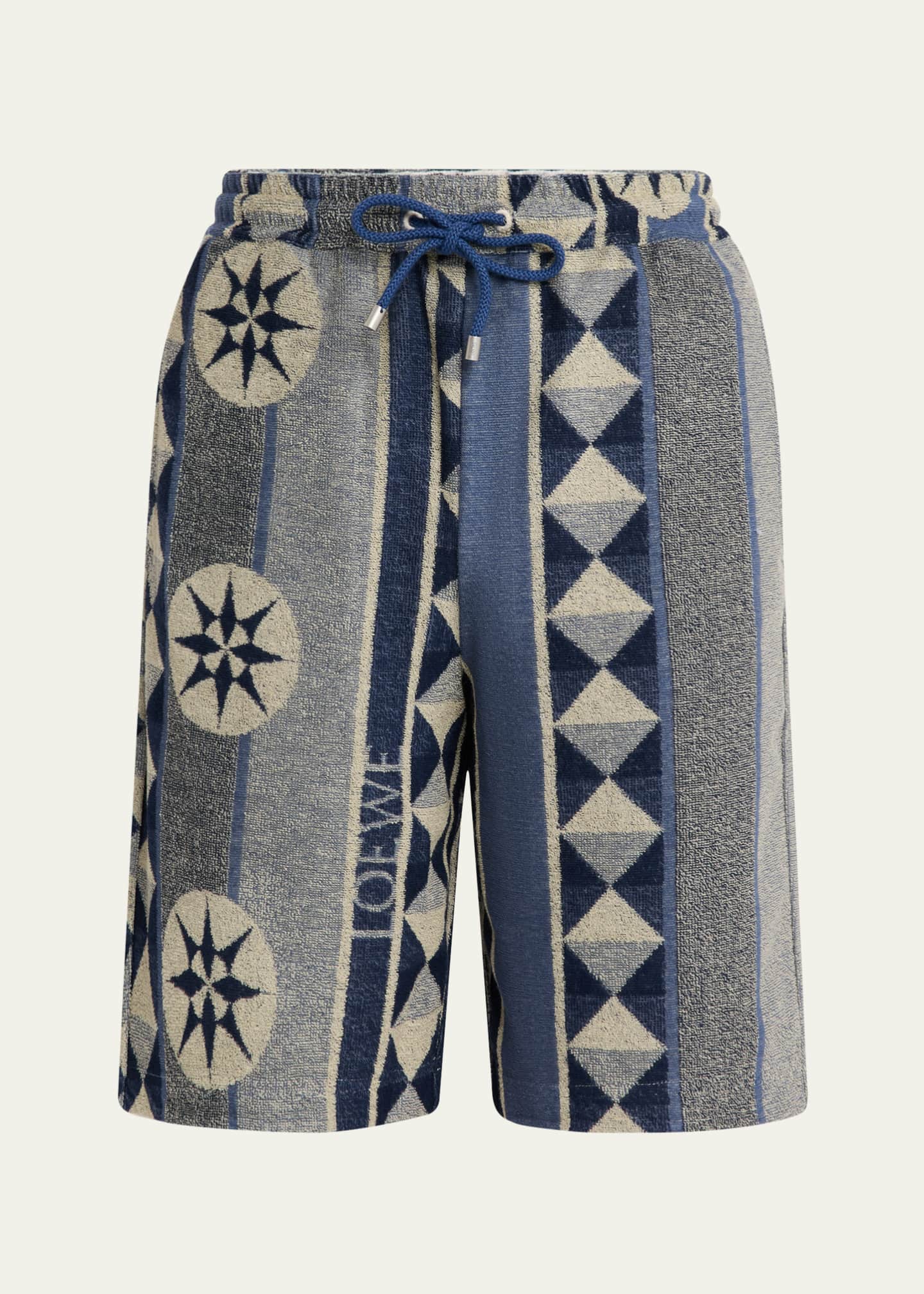 Loewe Men's Cotton Terry Compass Pull-On Shorts Image 1 of 5