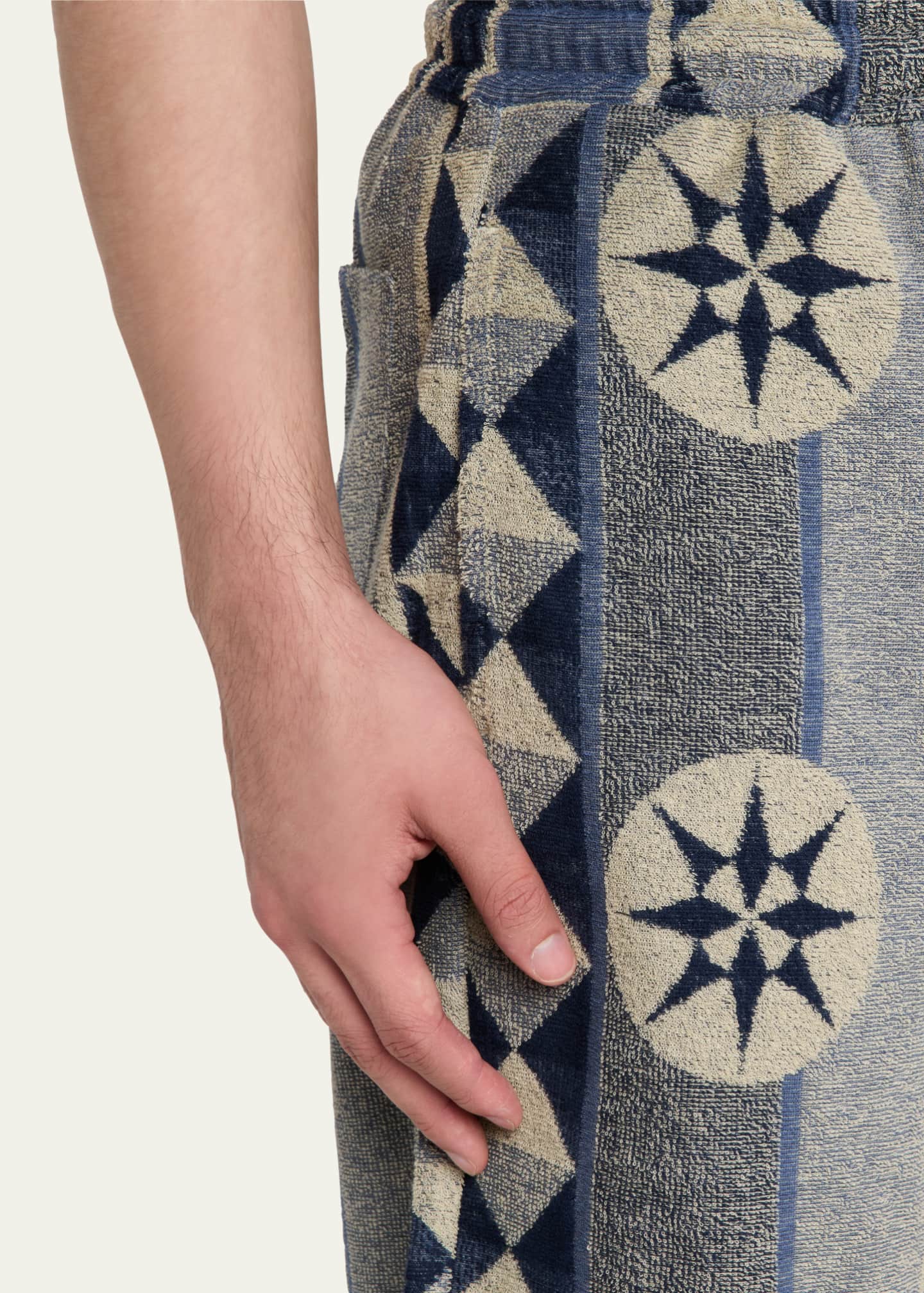 Loewe Men's Cotton Terry Compass Pull-On Shorts Image 5 of 5