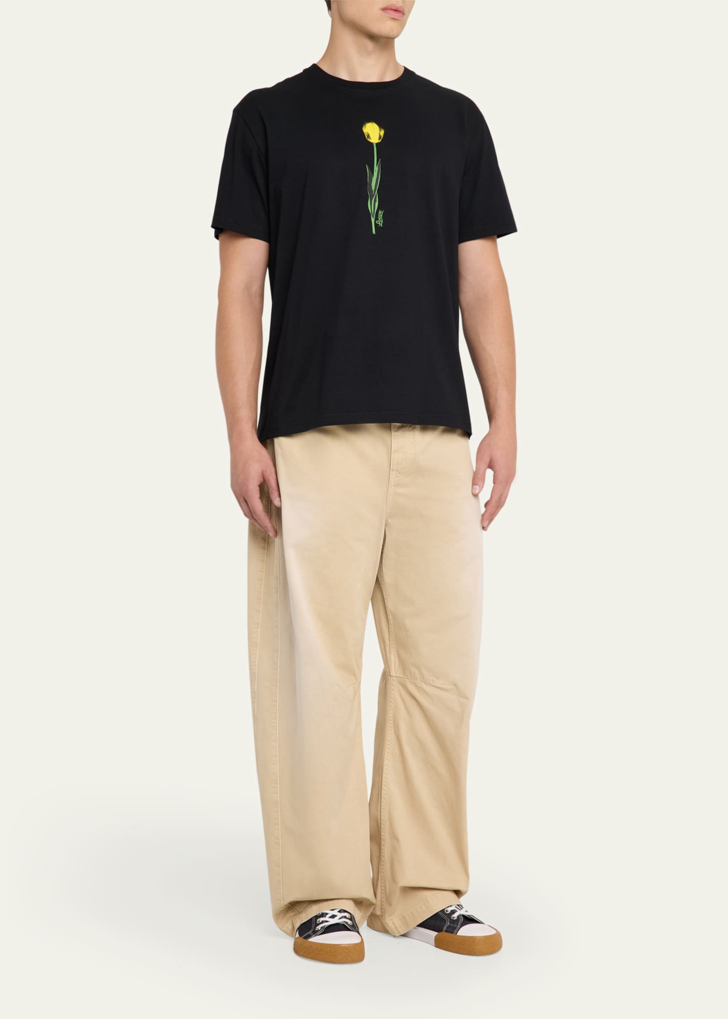 Loewe Men's Faded Cotton Barrel Pants Image 2 of 5