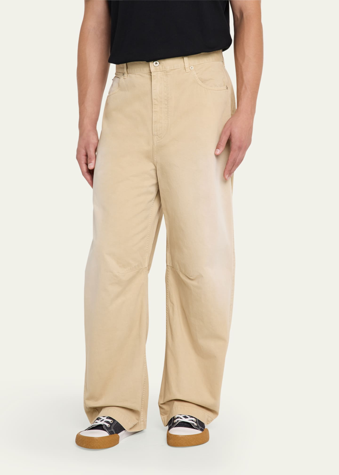 Loewe Men's Faded Cotton Barrel Pants Image 4 of 5