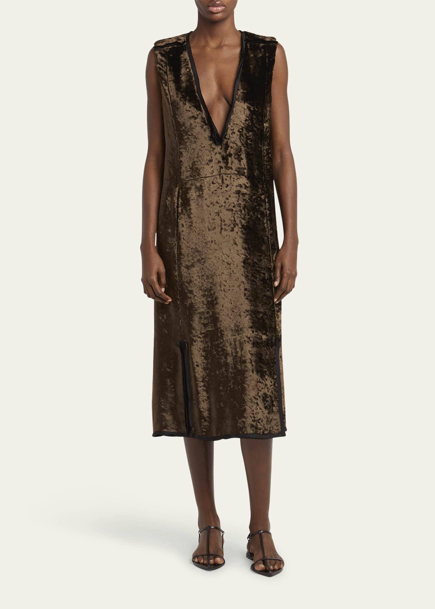 Jil Sander Deep V Neckline Straight Volume Dress Image 2 of 5