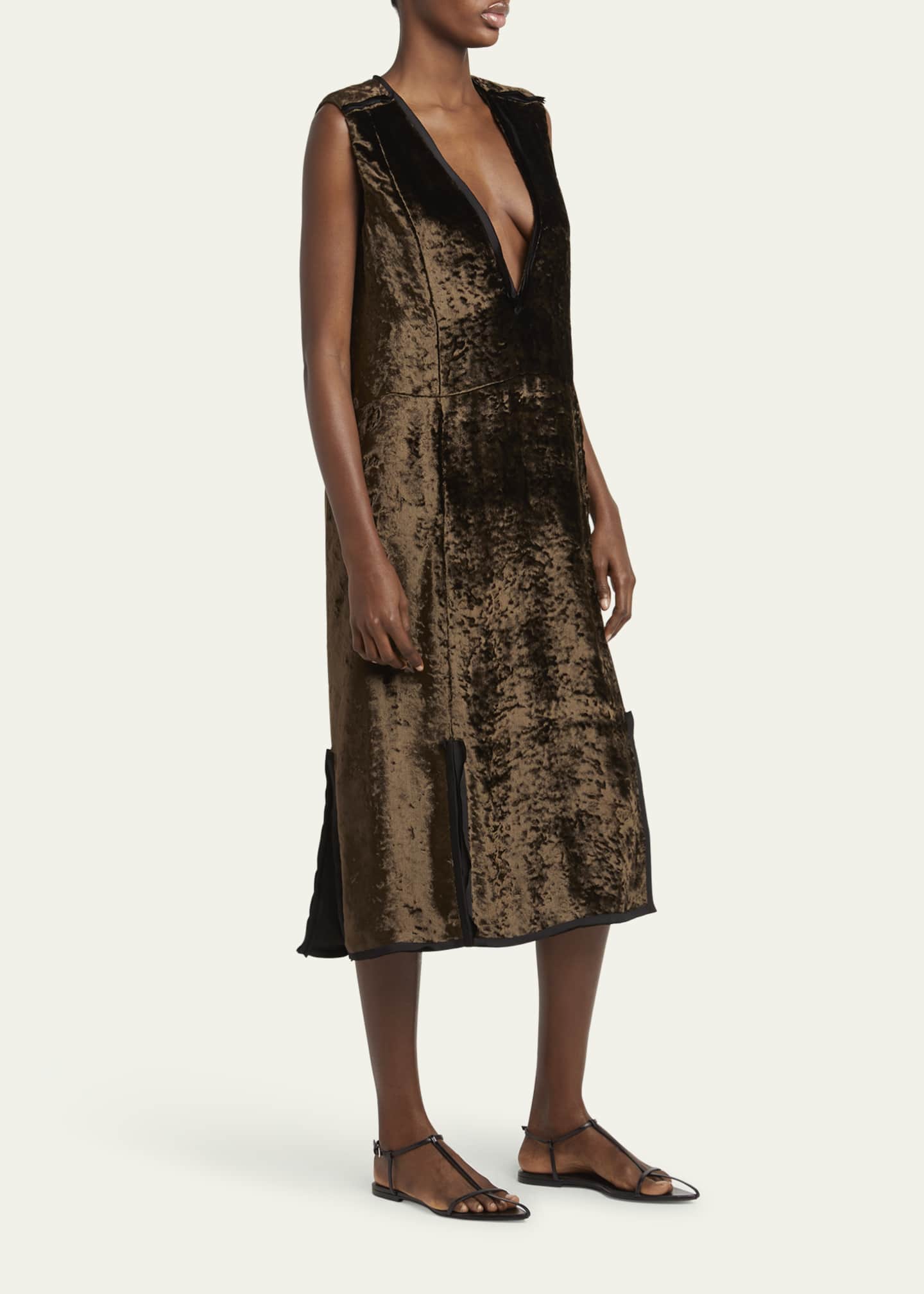 Jil Sander Deep V Neckline Straight Volume Dress Image 4 of 5