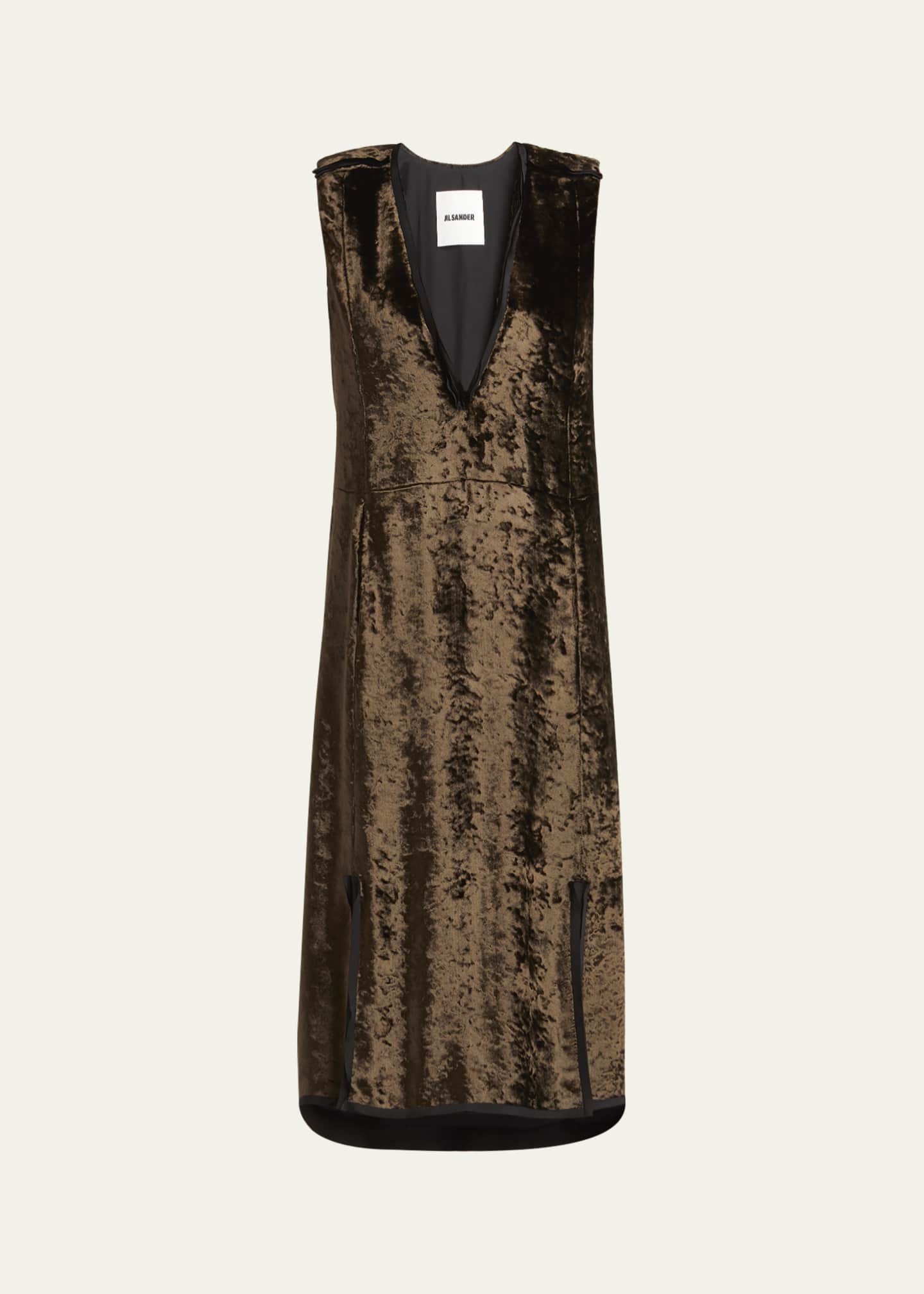 Jil Sander Deep V Neckline Straight Volume Dress Image 1 of 5