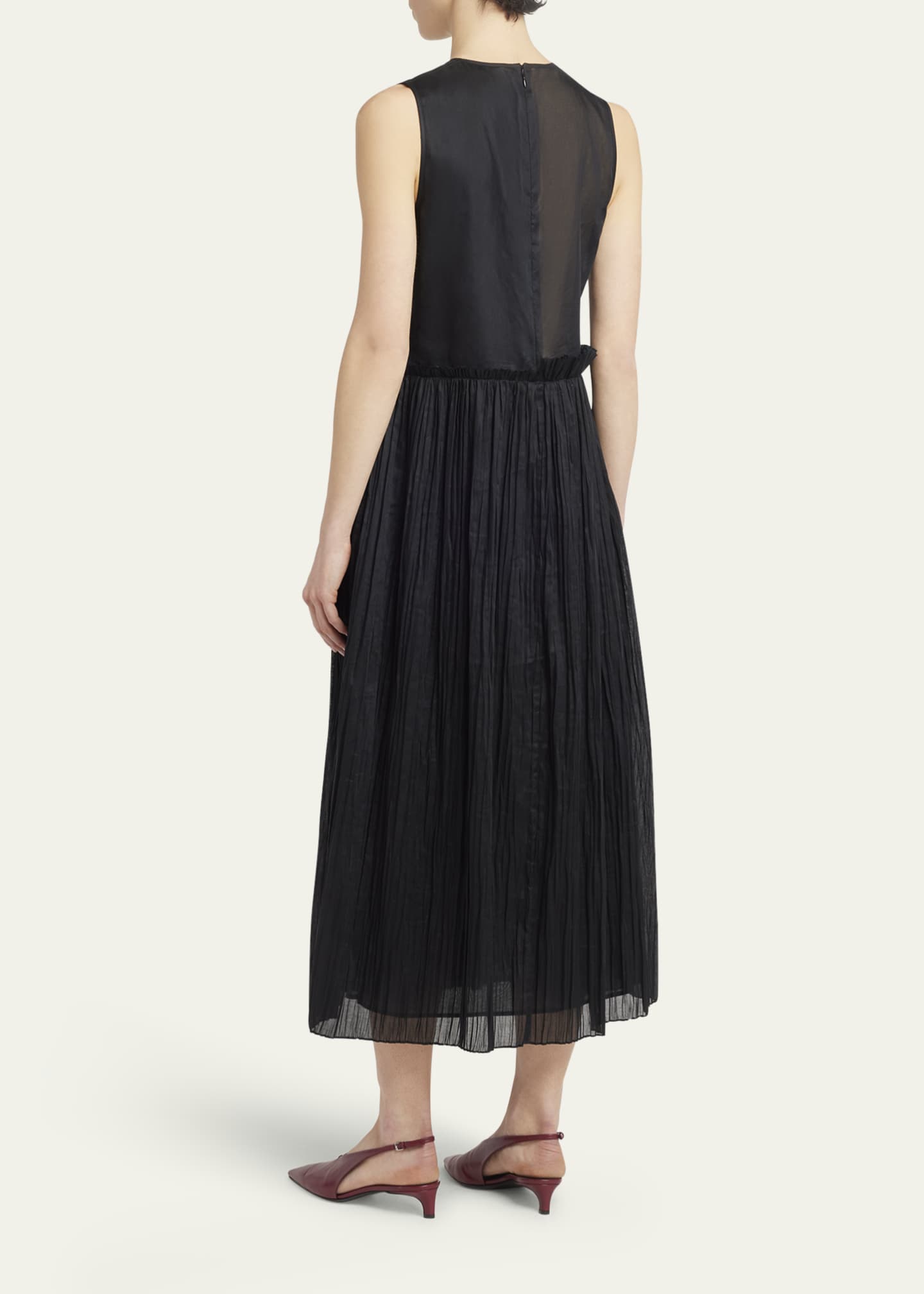 ワンピース JIL SANDER Pleated skirt dress Black  J02CT0101J45014 Jil Sander Ruffle Waist Dress With Pleated Skirt - Bergdorf