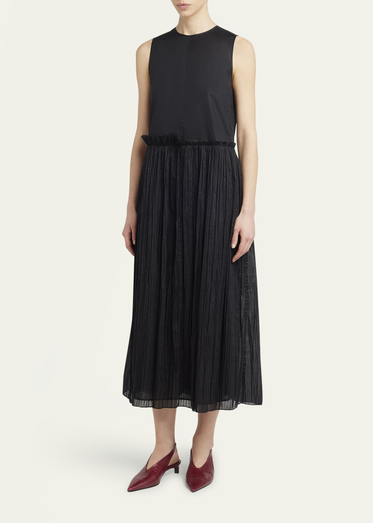 Jil Sander Ruffle Waist Dress With Pleated Skirt Image 4 of 5