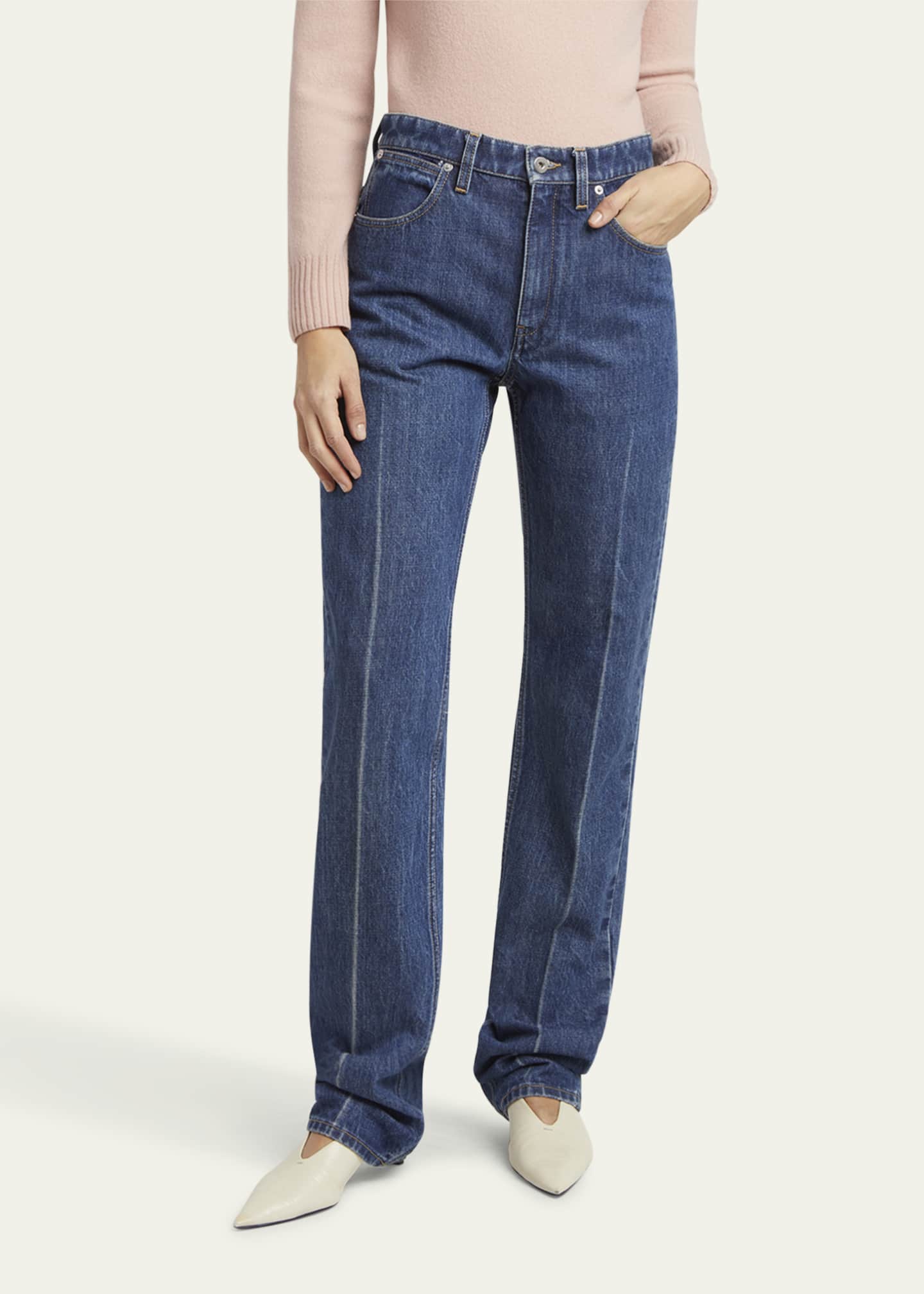 Jil Sander High-Rise Crease-Line Slim-Leg Jeans - Bergdorf Goodman