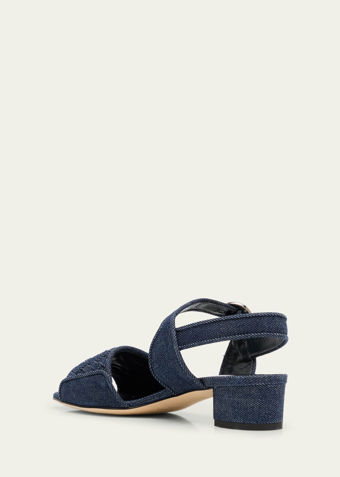Manolo Blahnik Chambray Vibius Den Buckle-Strap Sandals Image 2 of 4