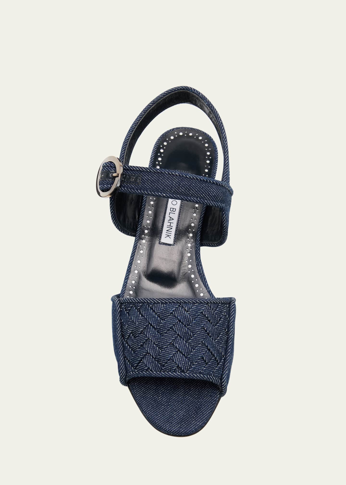 Manolo Blahnik Chambray Vibius Den Buckle-Strap Sandals Image 4 of 4