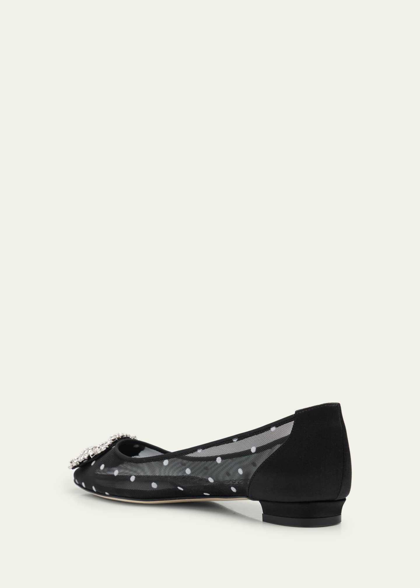 Manolo Blahnik Hangisi Polka-Dot Mesh Ballerina Flats Image 2 of 4